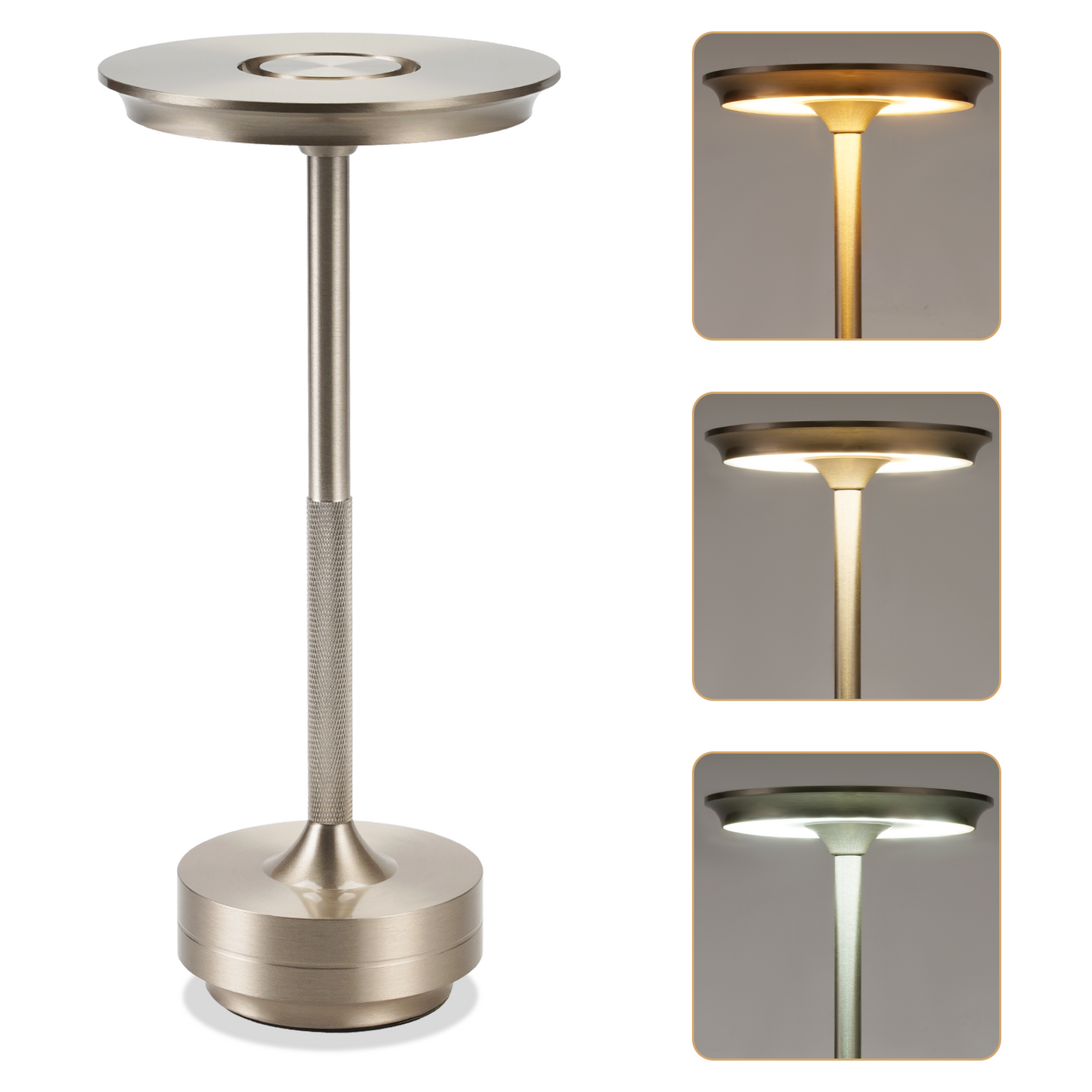 Nachttischlampe Kabellos Tischlampe Akku - LED Tischleuchte Touch Dimmbar Lampe mit USB Aufladbar Batterie Tischlampen Nickel f¨¹r Modern Fensterbank Wohnzimmer Kinderzimmer Schlafzimmer