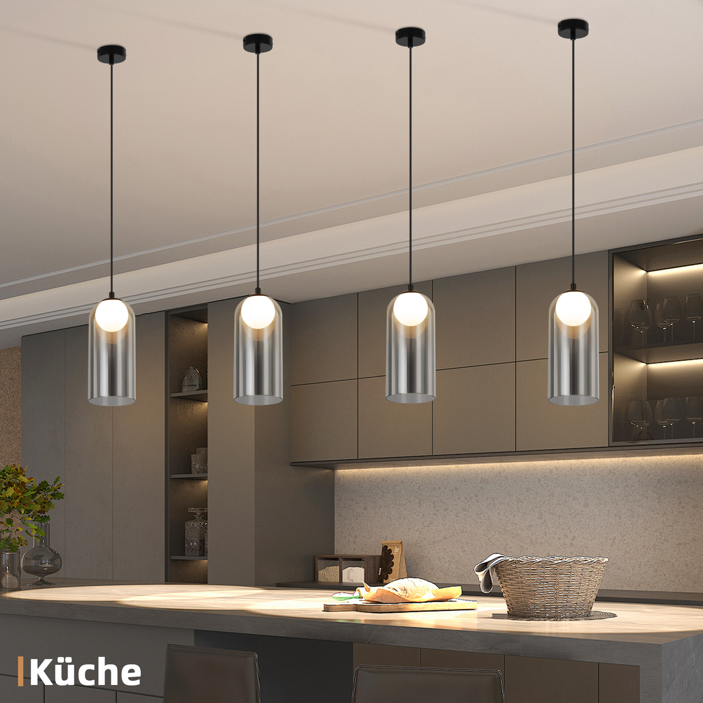 H?ngelampe Esstisch Pendelleuchte Schwarz- 1 Flammig Nachtisch H?ngeleuchte Glas Vintage Esstischlampe H?ngend G9 Pendellampe H?henverstellbar f¨¹r Wohnzimmer Schlafzimmer (ohne Leuchtmittel)