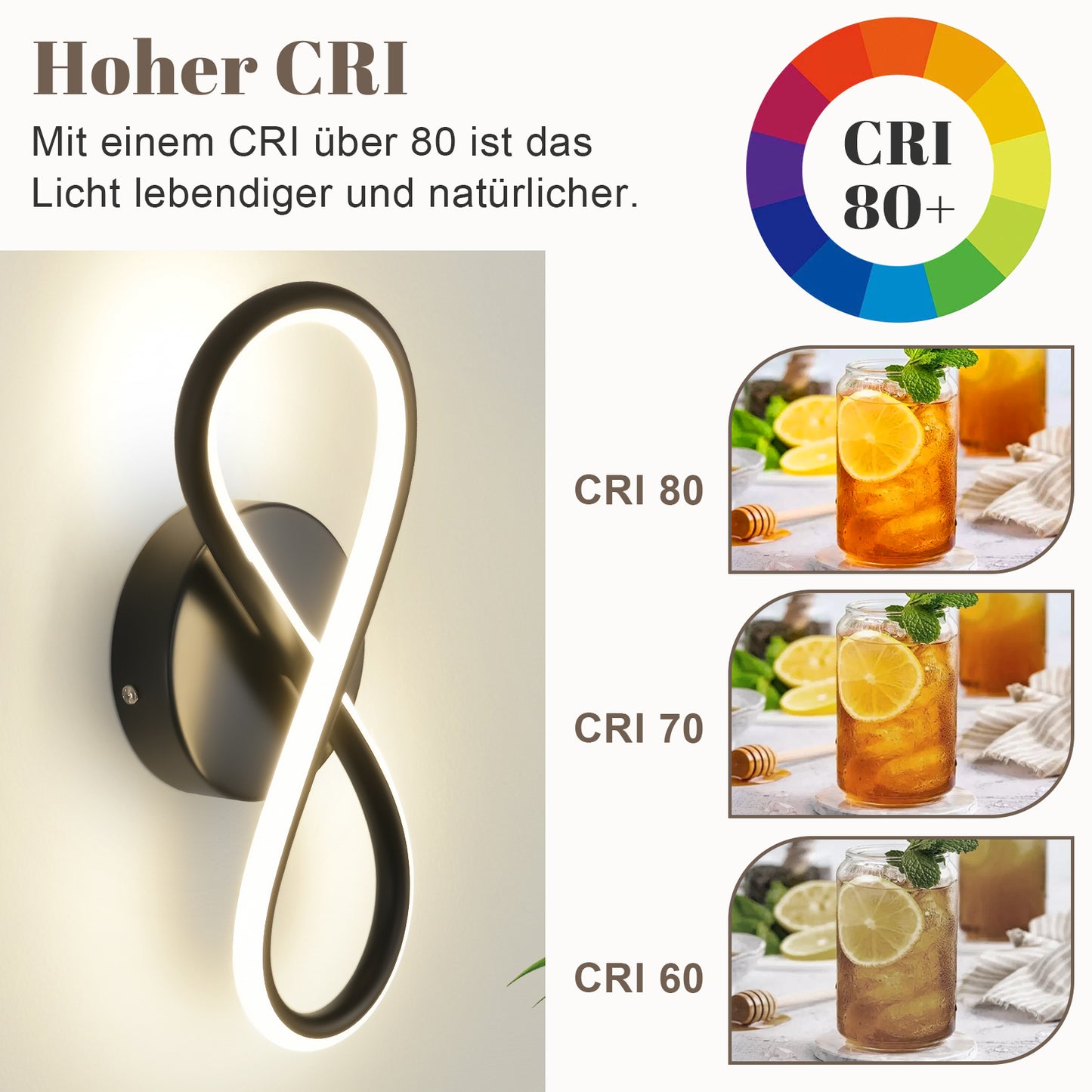 ZMH Wandleuchte Innen LED Wandlampe Schwarz: Wand Lampe f¨¹r Treppenhaus Schlafzimmer Wohnzimmer Korridor K¨¹hles Modern Design 7W Kurvendesign Dekorativ Wandleuchten Warmwei? 3000K