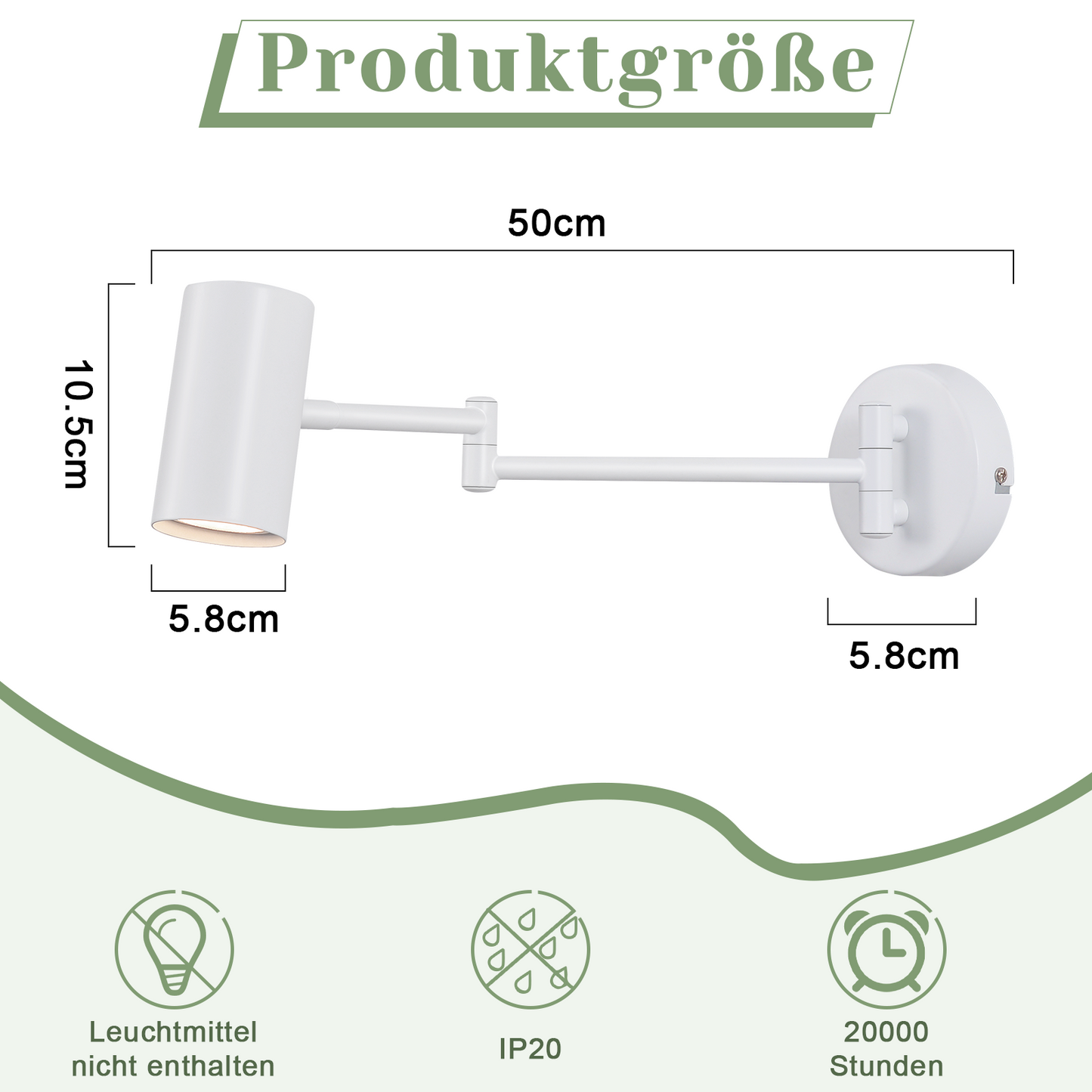 ZMH Wandleuchte Innen Wandlampe GU10 - Schlafzimmerlampe Wandstrahler Wandleuchten Modern Wei? Langer Arm Schwenkbar Metall Wandbeleuchtung f¨¹r Wohnzimmer Flur - Ohne Leuchtmittel