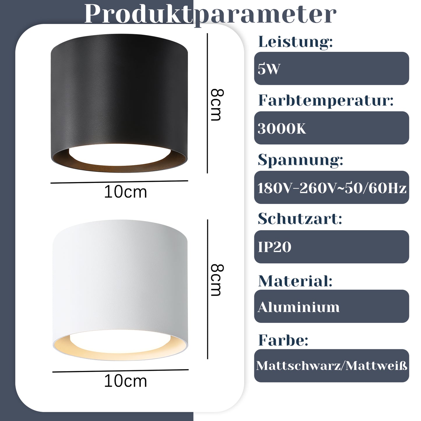 ZMH LED Aufbauspot Schwarz Aufbaustrahler: Deckenspots Rund 5W kleine Deckenleuchte Aufputz GX53 3000K Aufbauleuchte schwenkbar aus Aluminium Deckenstrahler f¨¹r Wohnzimmer Treppenhaus Flur
