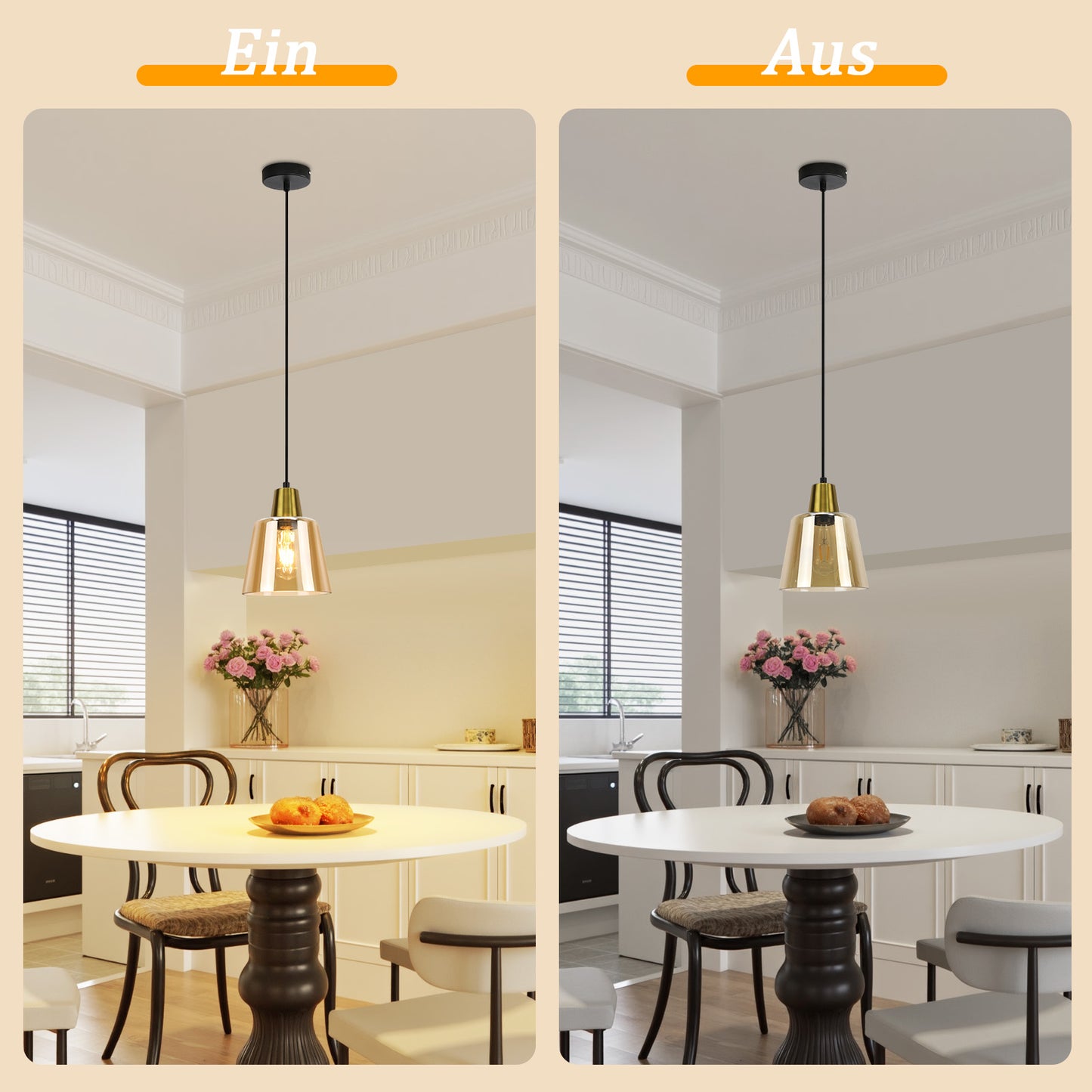Pendelleuchte Esstisch H?ngelampe Wohnzimmer - Esstischlampe Glas E27 H?ngeleuchte Schlafzimmer 1 Flammig Pendellampe Vintage Retro Esszimmerlampe Transparent f¨¹r K¨¹che Hotel(ohne Leuchtmittel)