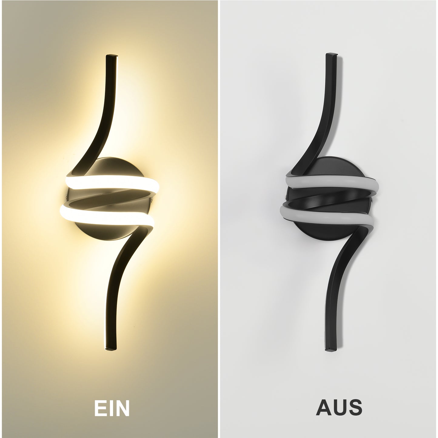 ZMH Wandlampe Innen LED Wandleuchte Schwarz: Wand Lampe f¨¹r Treppenhaus Flur Wohnzimmer Schlafzimmer Balkon Modern Design Aluminium Wandbeleuchtung - 7W Warmwei? 3000K