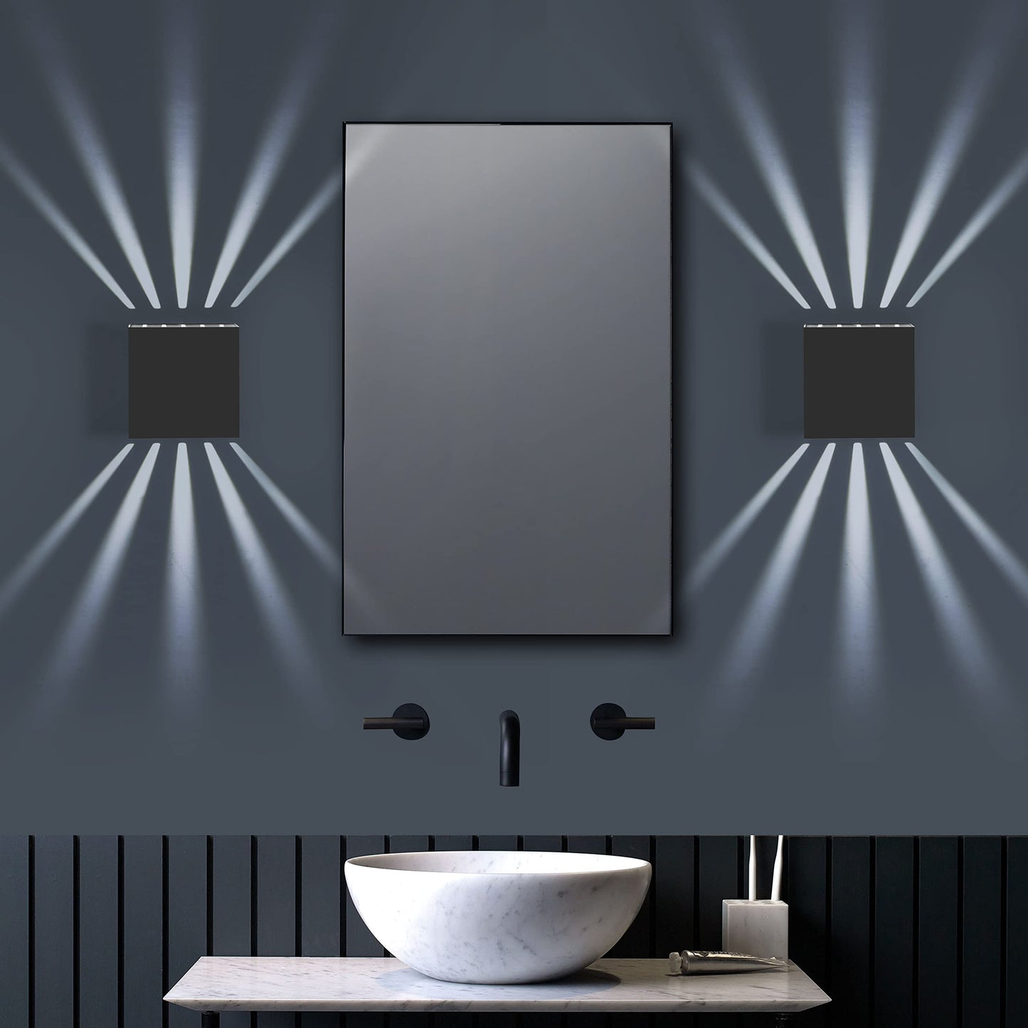 ZMH 2 St¨¹ck Wandlampe LED Wandleuchte Innen & Au?en - Schwarz Au?enlampe IP65 Wasserdicht Au?enwandleuchte 3000K Kaltwei? Up Down 10W Wandbeleuchtung f¨¹r Treppenhaus Flur Balkon Badezimmer