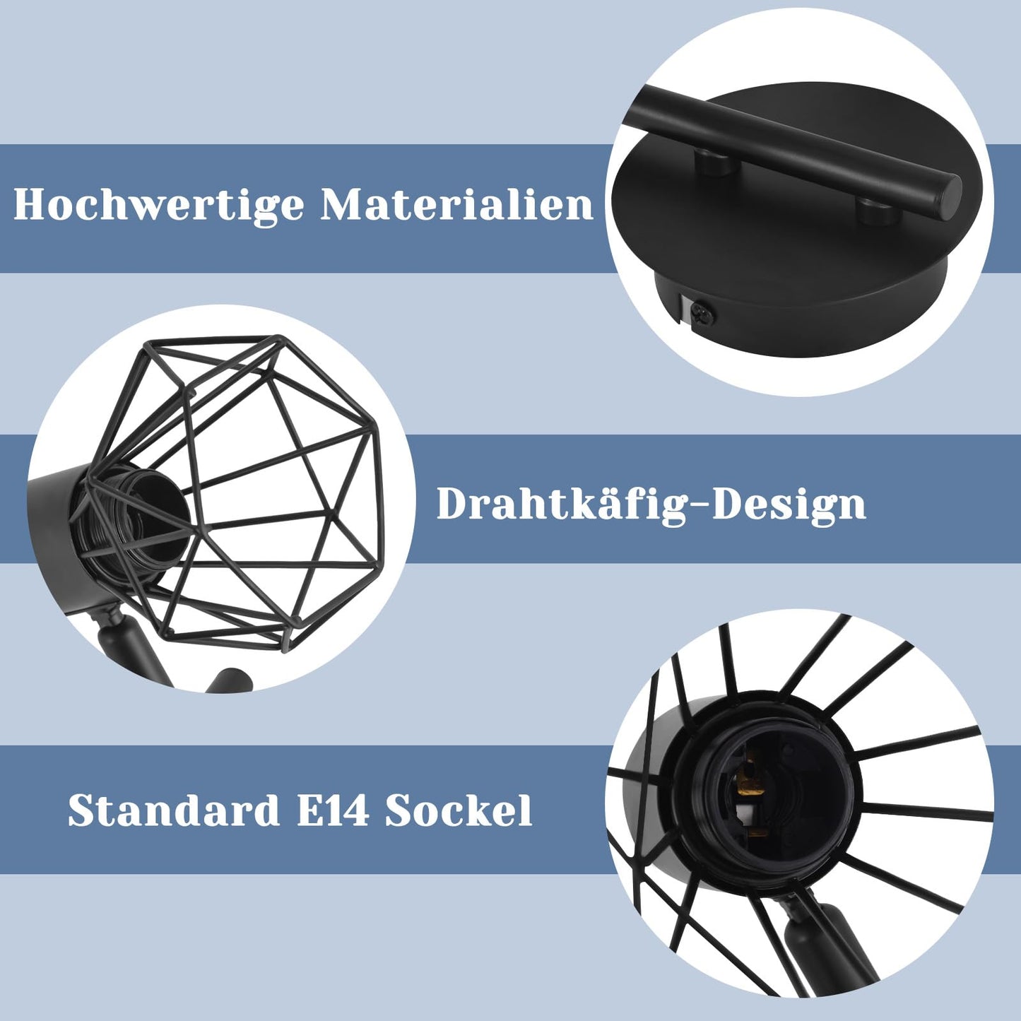 ZMH Deckenstrahler 3 Flammig Rund Deckenspots - Deckenleuchte E14 Schwarz Retro Schwenkbar Industrial K¨¹chenlampe Metall f¨¹r Schlafzimmer Wohnzimmer Arbeitszimmer Flur Keine Leuchtmittel