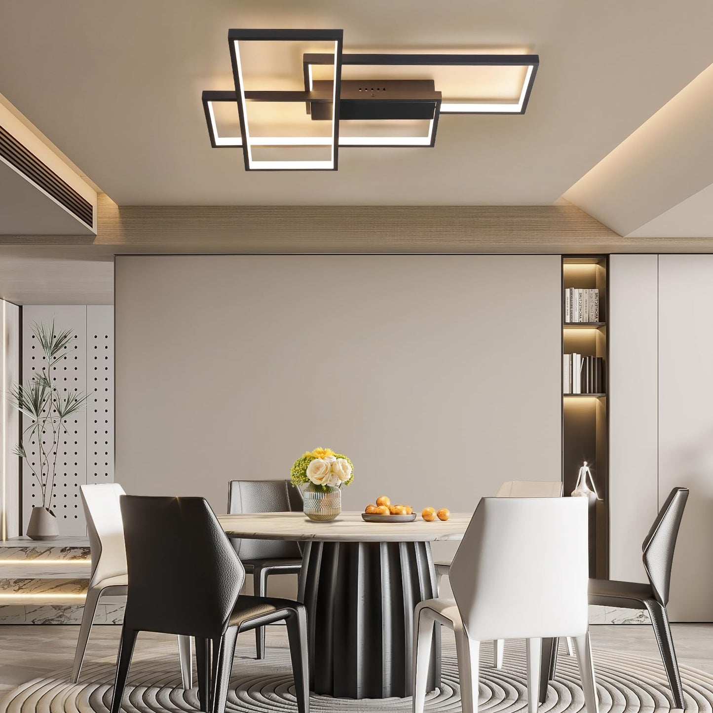 ZMH LED Deckenleuchte Modern Warmwei? Deckenlampe Geometrisch Wandlampe Schwarz Multifunktional Deckenbeleuchtung 35W f¨¹r Wohnzimmer Schlafzimmer Flur