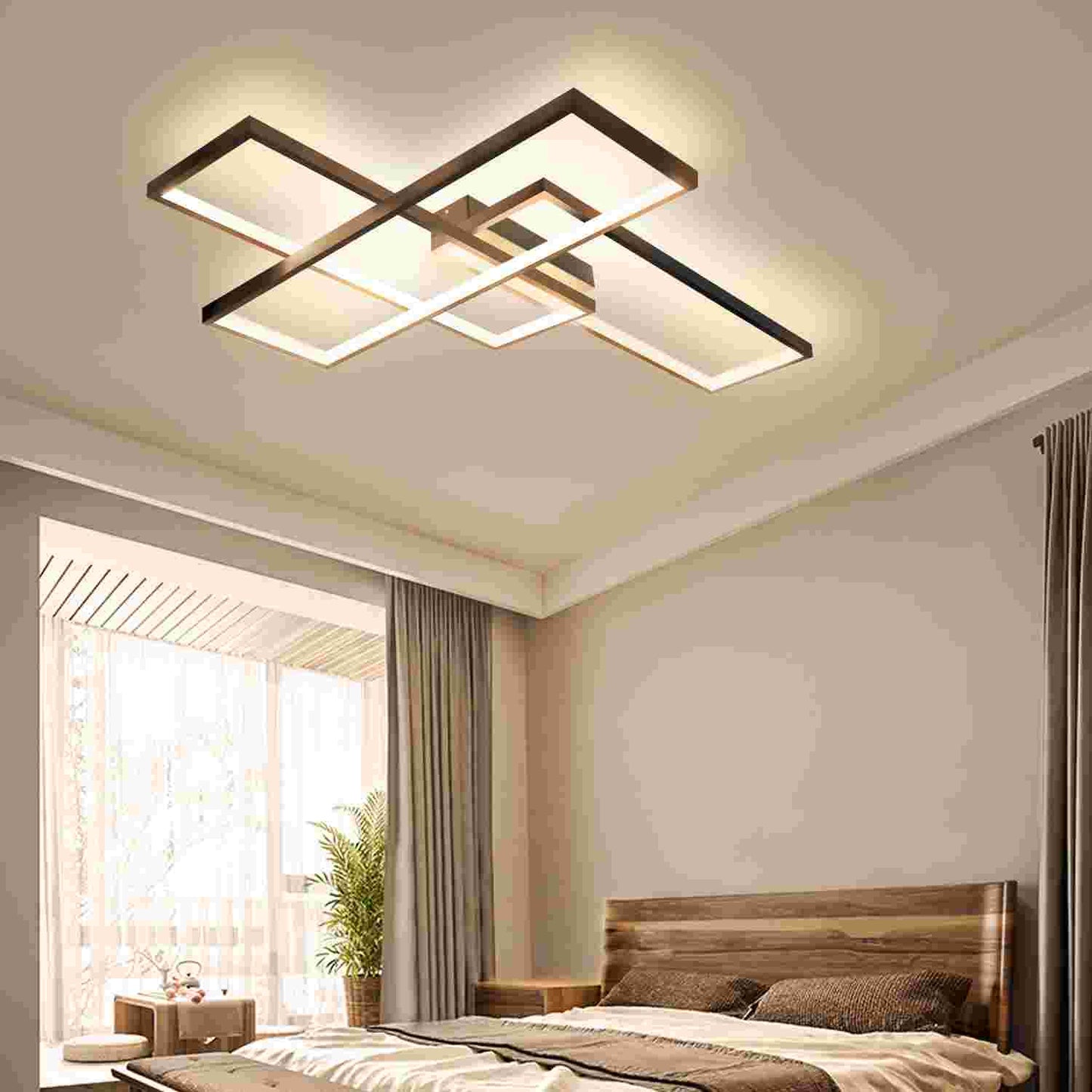 ZMH Deckenlampe LED Deckenleuchte Wohnzimmer - 67cm Wohnzimmerlampe Schwarz Schlafzimmerlampe Modern 35W Schlafzimmer Deckenbeleuchtung Warmwei? K¨¹chenlampe Gro? Flurlampe f¨¹r K¨¹che Flur Esszimmer