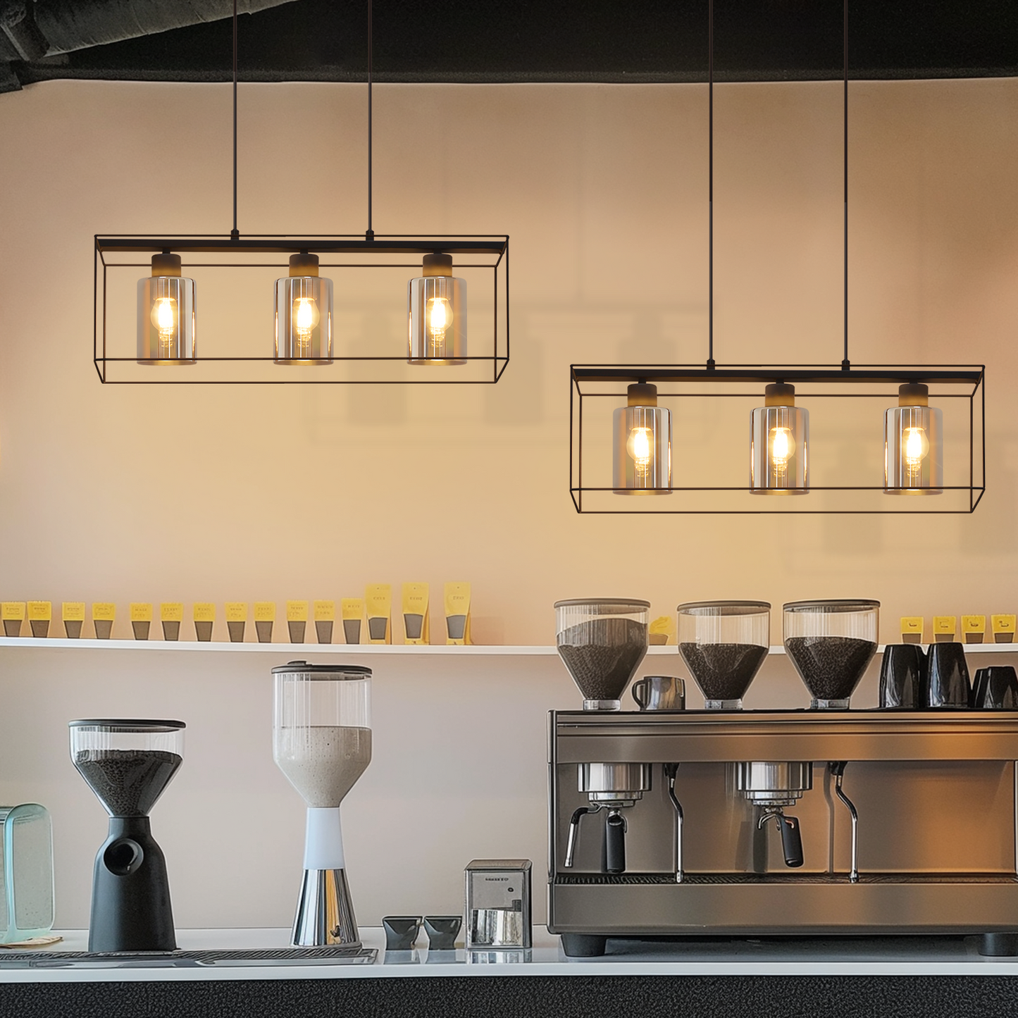 Pendelleuchte Esstisch H?ngelampe Vintage - Rauchschwarz Glas H?ngeleuchte 3 Flammig E27 Esstischlampe H?ngend Metall Retro Esszimmerlampe Industrial f¨¹r Esszimmer k¨¹che (ohne Leuchtmittel)