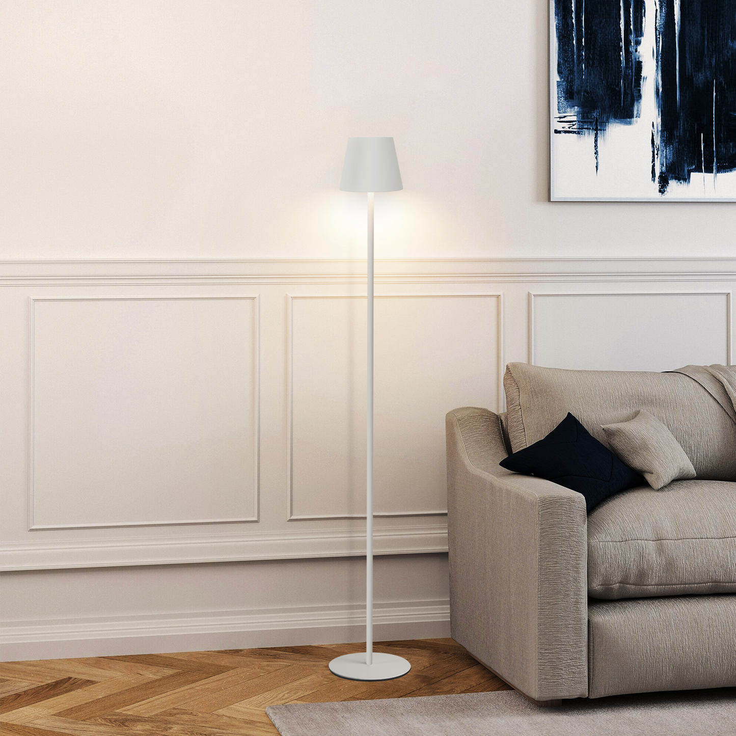 ZMH Stehlampe Wohnzimmer LED Dimmbar Stehleuchte - Modern USB Akku Standleuchte Lampe mit 3 Farbtemperaturen Wei? Stehlampe f¨¹r Schlafzimmer Arbeitszimmer und B¨¹ro 125 cm