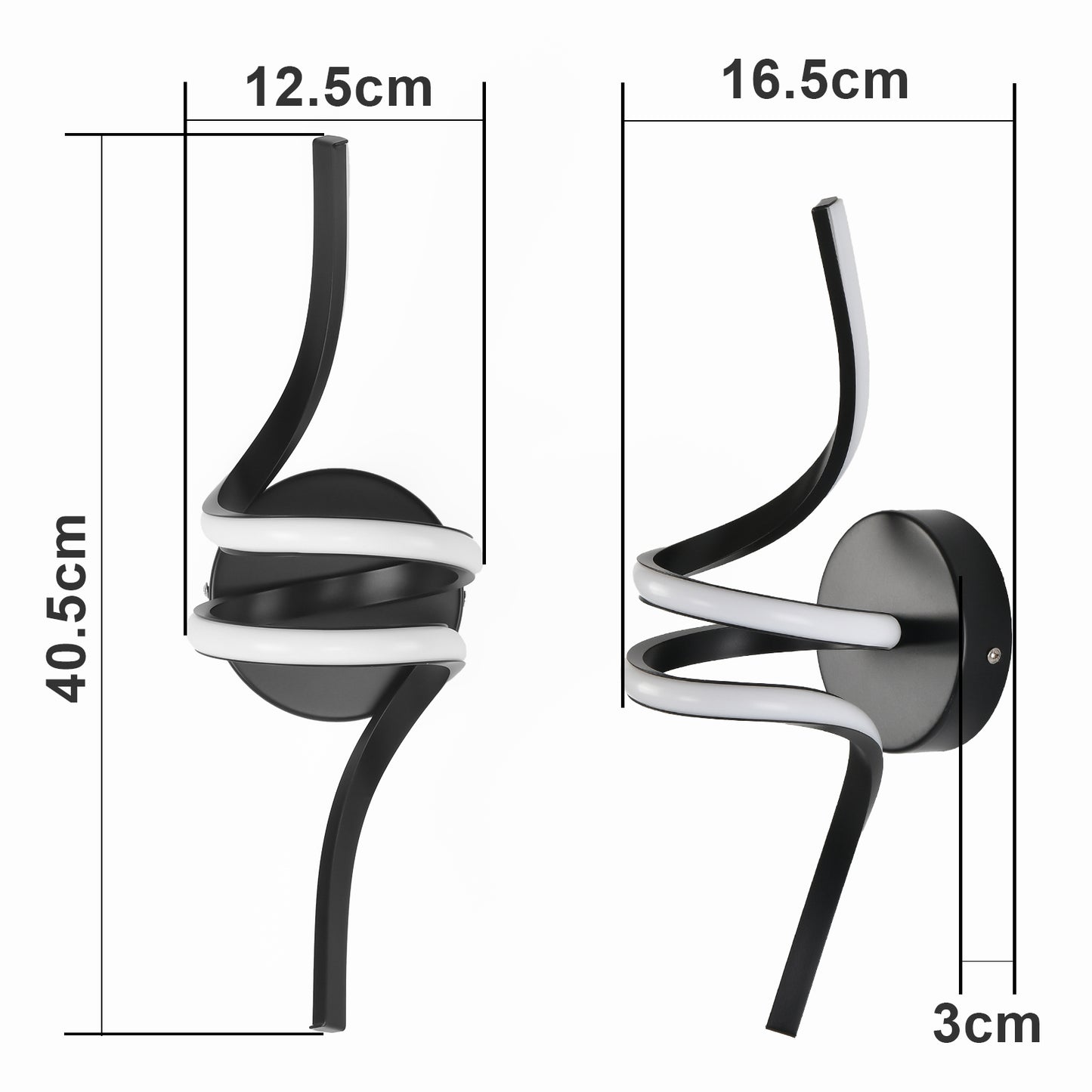 ZMH Wandlampe Innen LED Wandleuchte Schwarz: Wand Lampe f¨¹r Treppenhaus Flur Wohnzimmer Schlafzimmer Balkon Modern Design Aluminium Wandbeleuchtung - 7W Warmwei? 3000K