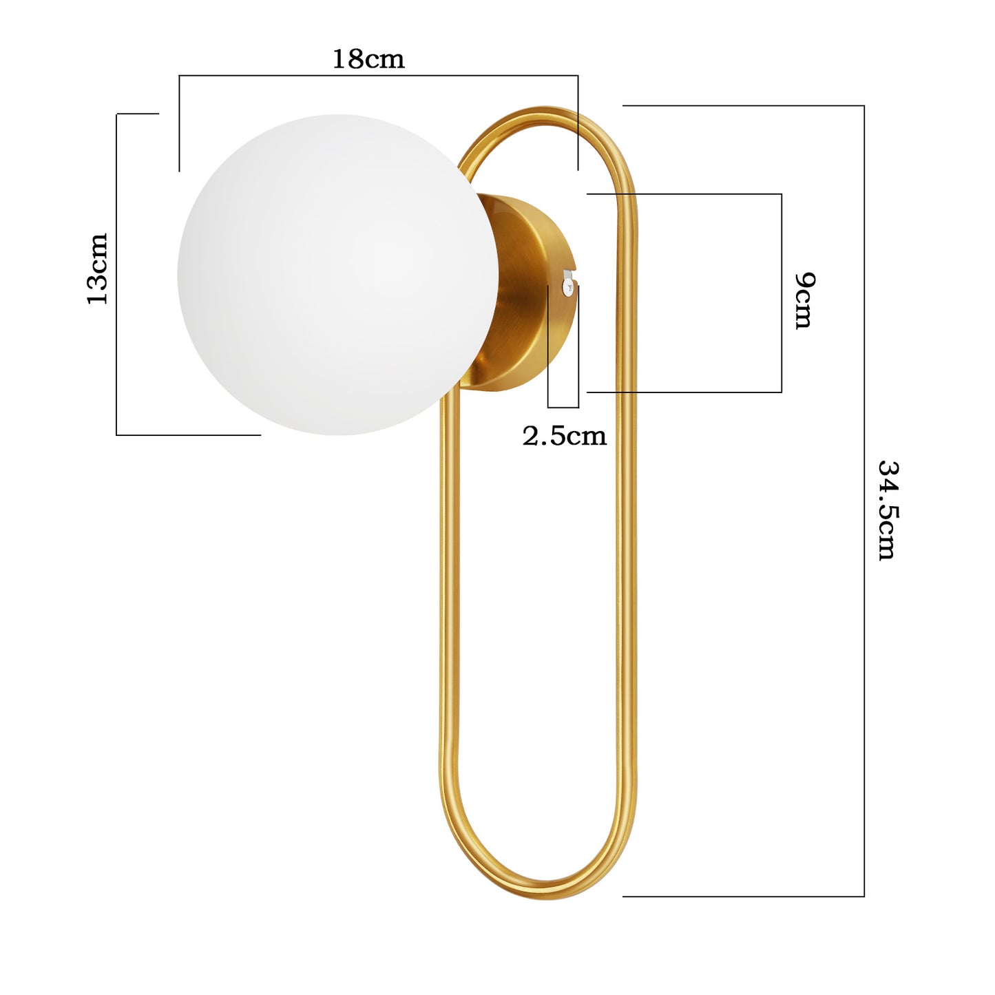 Wandleuchte Innen Wandlampe Flur - Glas Schlafzimmer Wandbeleuchtung Gold Modern Flurlampe Wand Lampen E14 Glaskugel Retro Beleuchtung f¨¹r Treppenhaus Bett Wohnzimmer Hotel (Ohne Leuchtmittel)