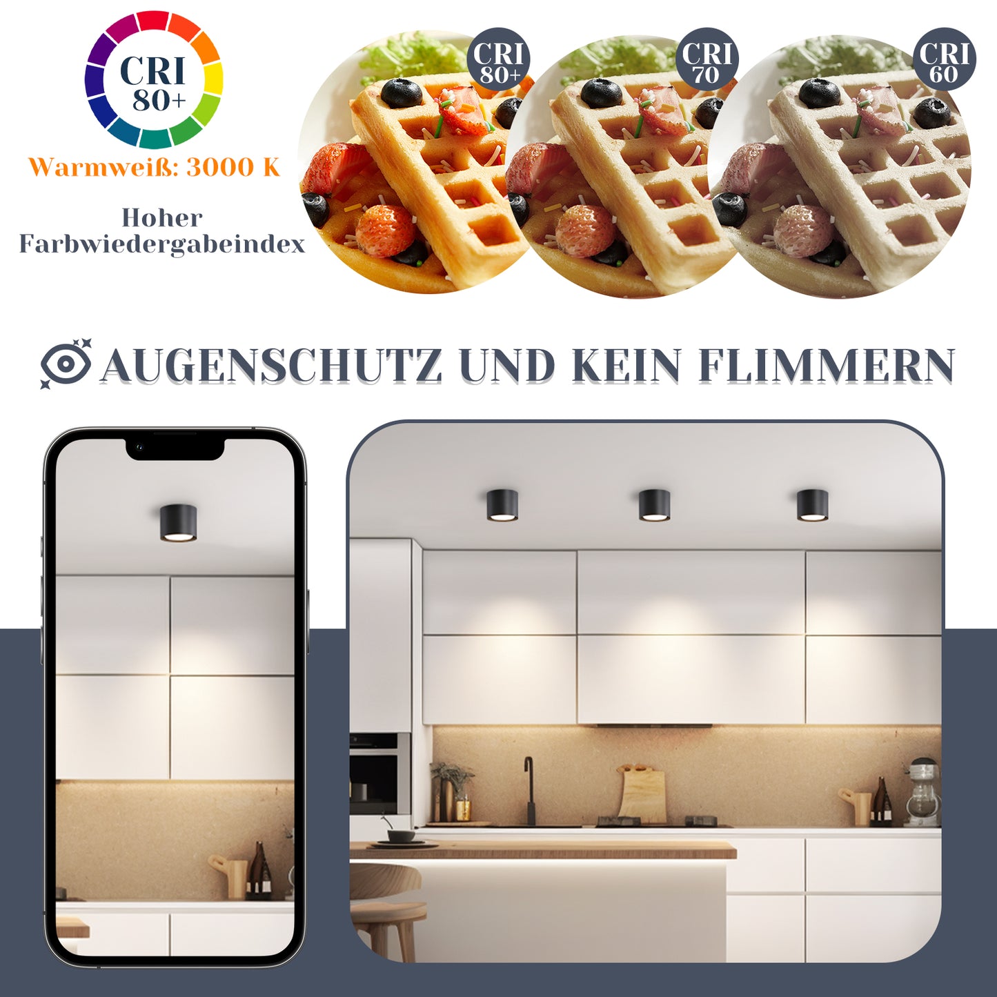 ZMH LED Aufbauspot Schwarz Aufbaustrahler: Deckenspots Rund 5W kleine Deckenleuchte Aufputz GX53 3000K Aufbauleuchte schwenkbar aus Aluminium Deckenstrahler f¨¹r Wohnzimmer Treppenhaus Flur