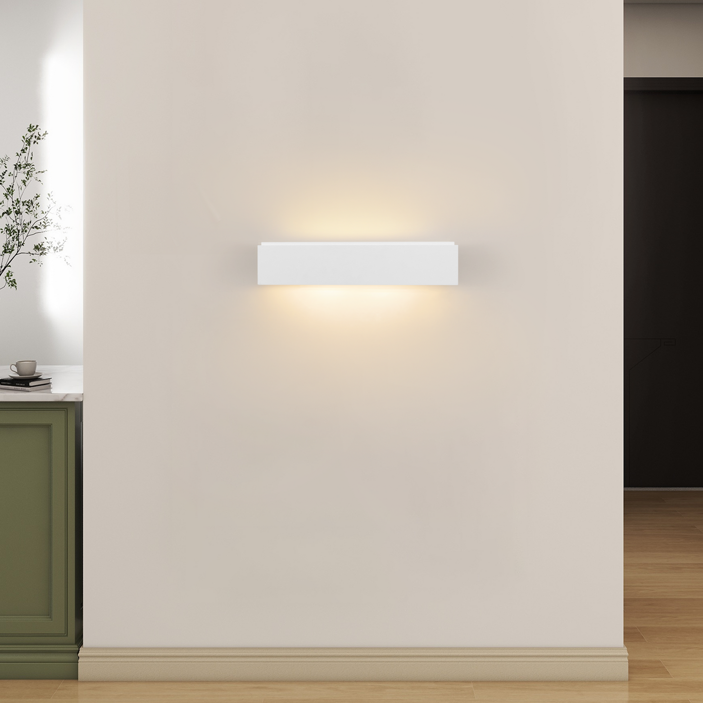 ZMH Wandleuchte Innen Wandlampe Flur - Up and Down Wandleuchten Modern Design G9 Flurlampe Wei? Gipsleuchte Wand Treppenhaus Lampe f¨¹r Wohnzimmer K¨¹che 35.5CM - Ohne Leuchtmittel