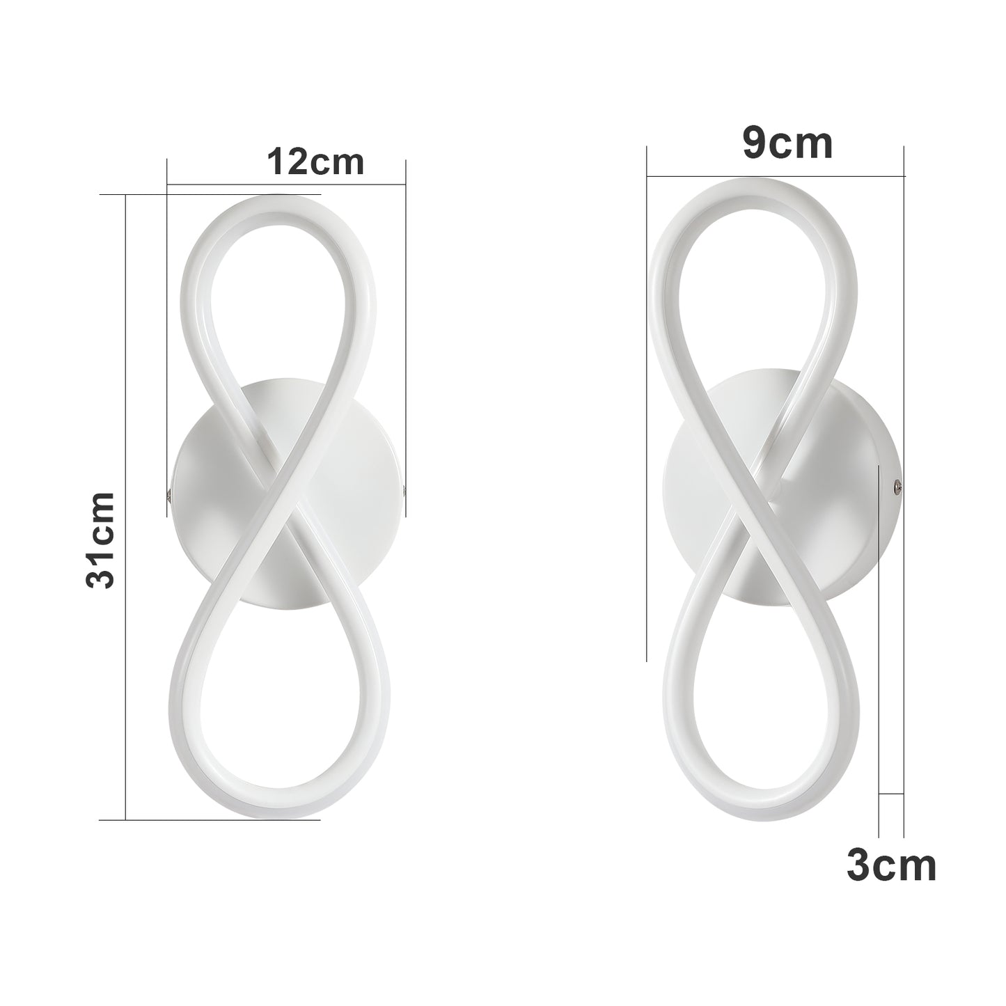 ZMH Wandleuchte Innen LED Wandlampe Modern: Wand Lampe f¨¹r Treppenhaus Schlafzimmer Wohnzimmer Korridor K¨¹hles Design 7W Kurvendesign Dekorativ Wei? Wandleuchten Warmwei? 3000K