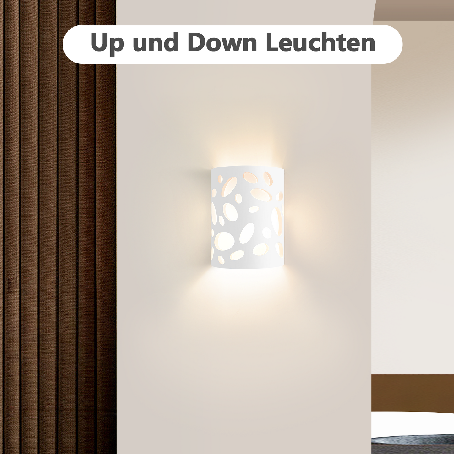 ZMH Wandleuchte Innen Wandlampe Flur - Up and Down Leuchten Modern Design Wandleuchten E14 Flurlampe Wei? Gipsleuchte Treppenhaus Wandlicht f¨¹r Wohnzimmer K¨¹che - Ohne Leuchtmittel