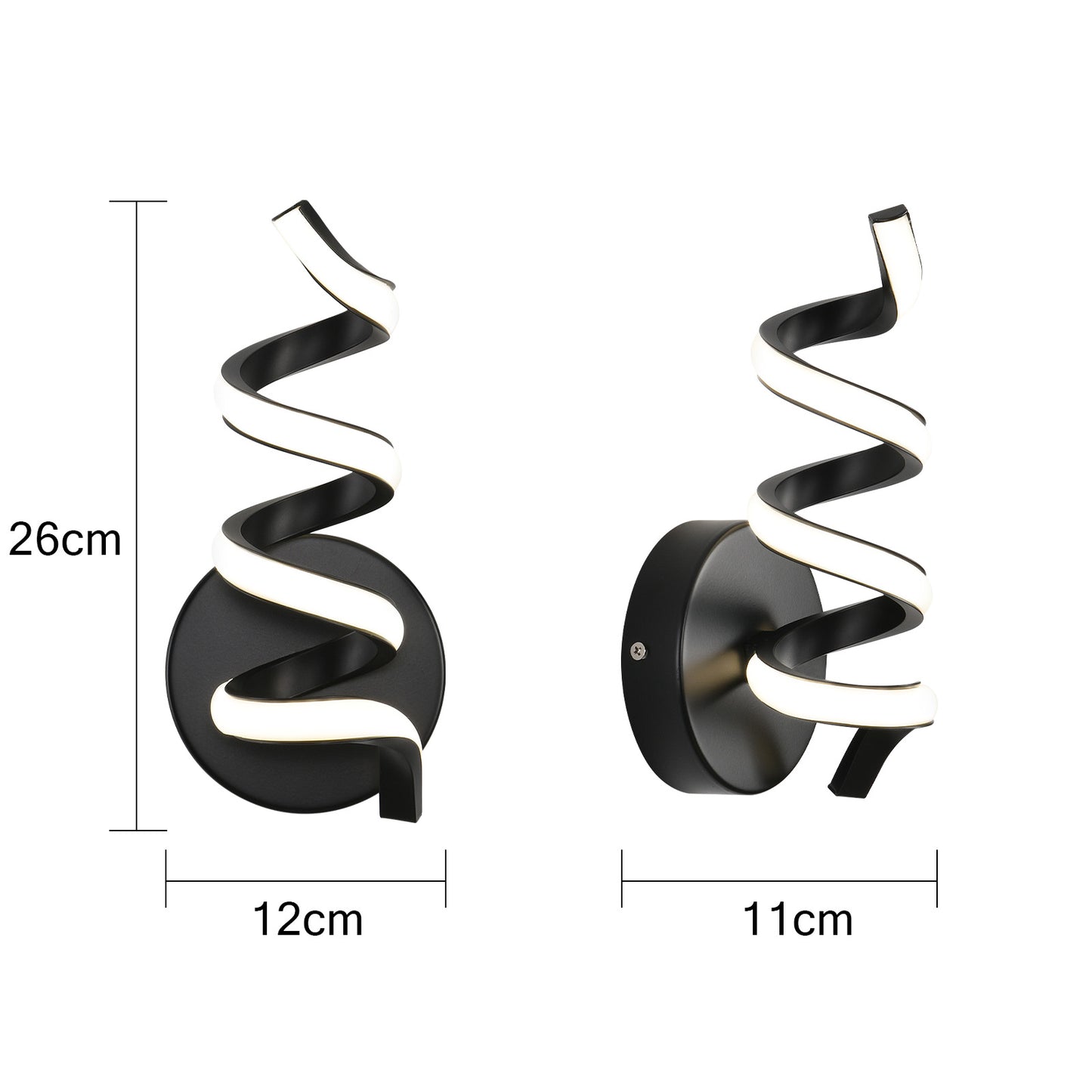 ZMH Wandleuchte Innen LED Schwarz Wandlampe: Treppenhaus Flur Wohnzimmer Schlafzimmer Badezimmer Modern Design Wand Lampe 7W Wandleuchten Warmwei? 3000K