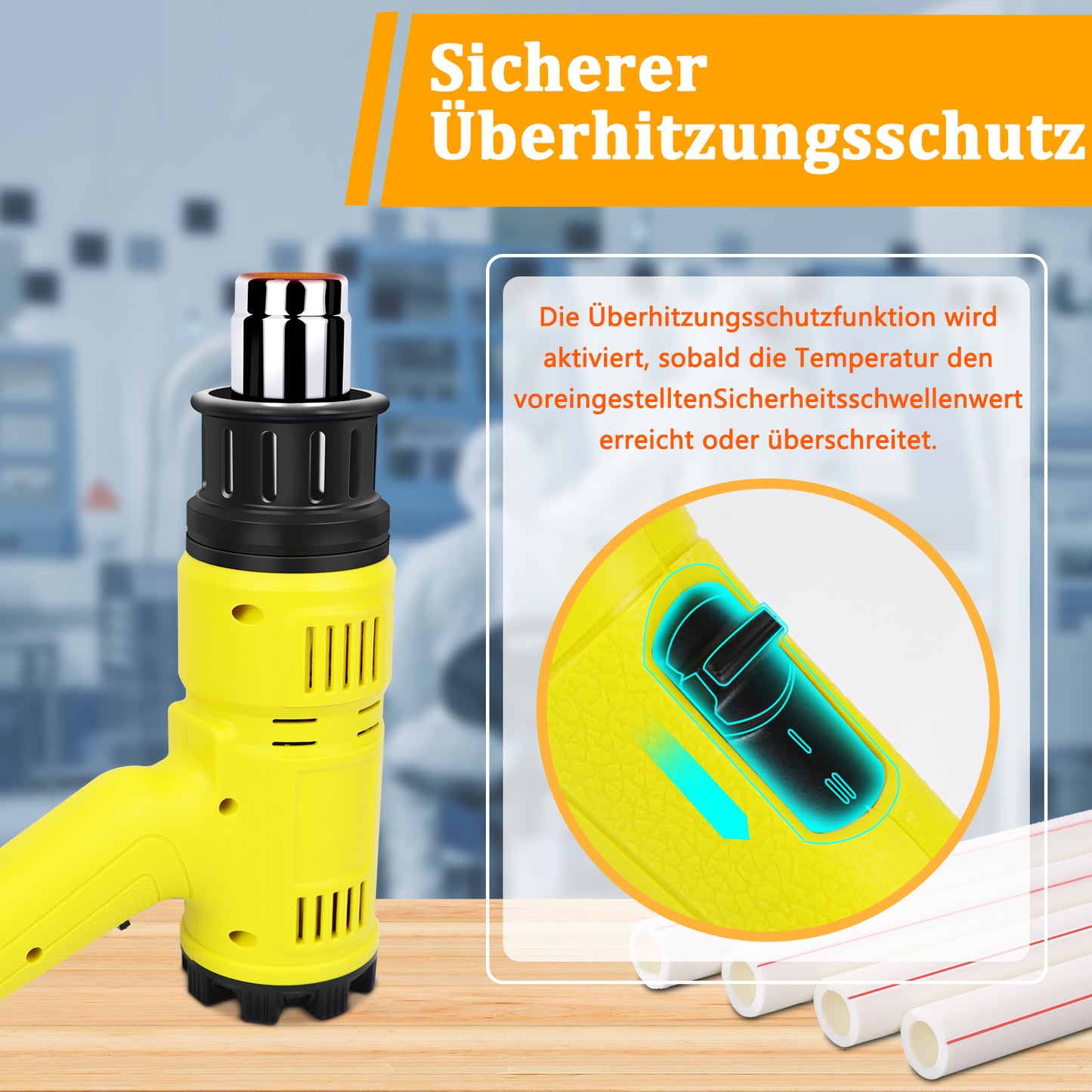 ZMH Hei?luftf?n 2000W Hei?luftpistole Regelbar - Heissluftf?hn Kit 60¡æ- 600¡æ Heissluftpistole Stufenlos Temperaturregler Hei?luftgebl?se heat gun zum L?ten,Kerzen,Basteln,Schrumpfschlauch