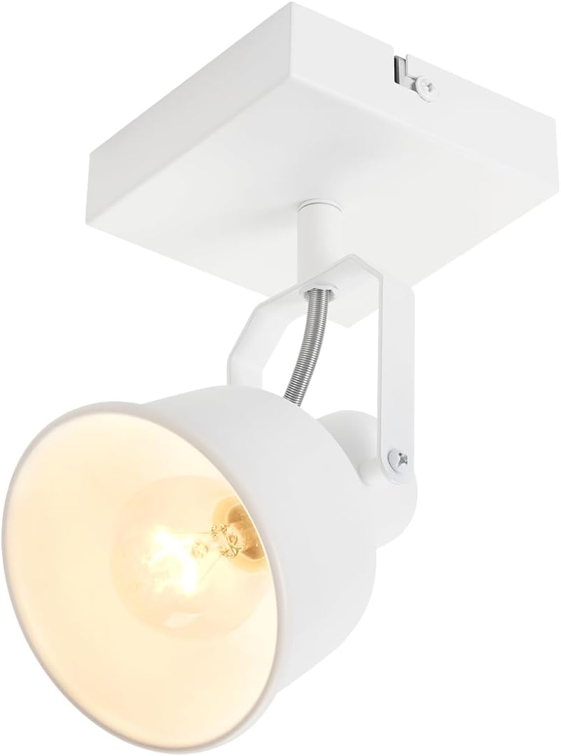ZMH Deckenstrahler 1/2 Flammig Schwarz/Weiß: Deckenlampe Vintage Schwenkbar 350° MAX.25W E14 Fassung Industrial Spotbalken für Wohnzimmer Schlafzimmer Büro (ohne Leuchtmittel)