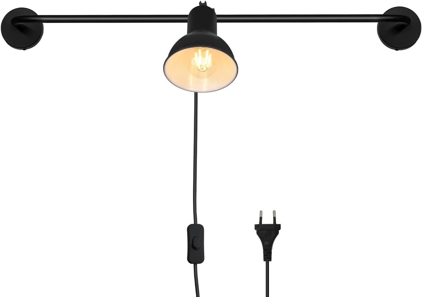 ZMH Wandleuchte innen Wandlampe Schwarz - E27 Vintage Metall Flurlampe Schwenkbar Design Treppenhauslampe Indirekt Wandbeleuchtung mit Schalter f¨¹r Wohnzimmer Schlafzimmer Flur Treppenhaus Bett