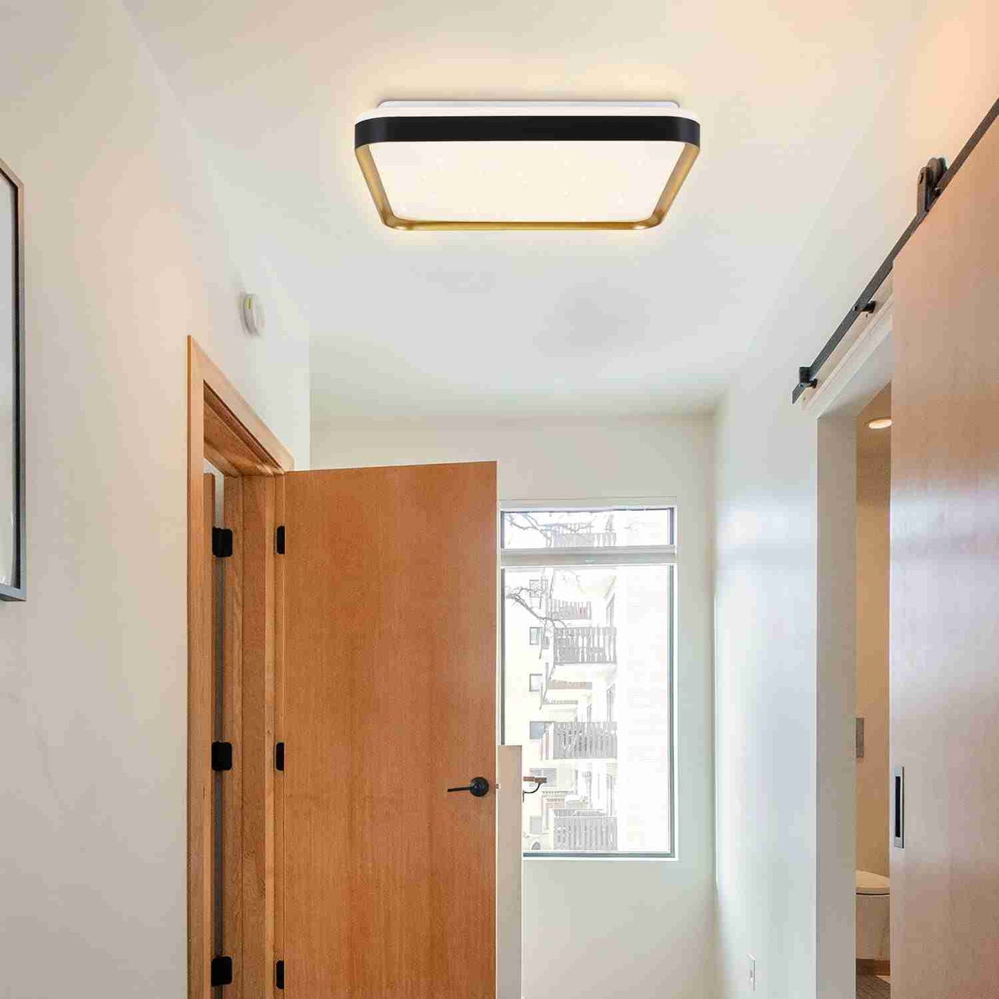 ZMH Deckenlampe LED Deckenleuchte Wohnzimmer - 40cm Wohnzimmerlampe Dimmbar mit Fernbedienung 44W Schlafzimmerlampe Schwarz Gold Schlafzimmer Deckenbeleuchtung Modern Quadratisch f¨¹r K¨¹che Flur