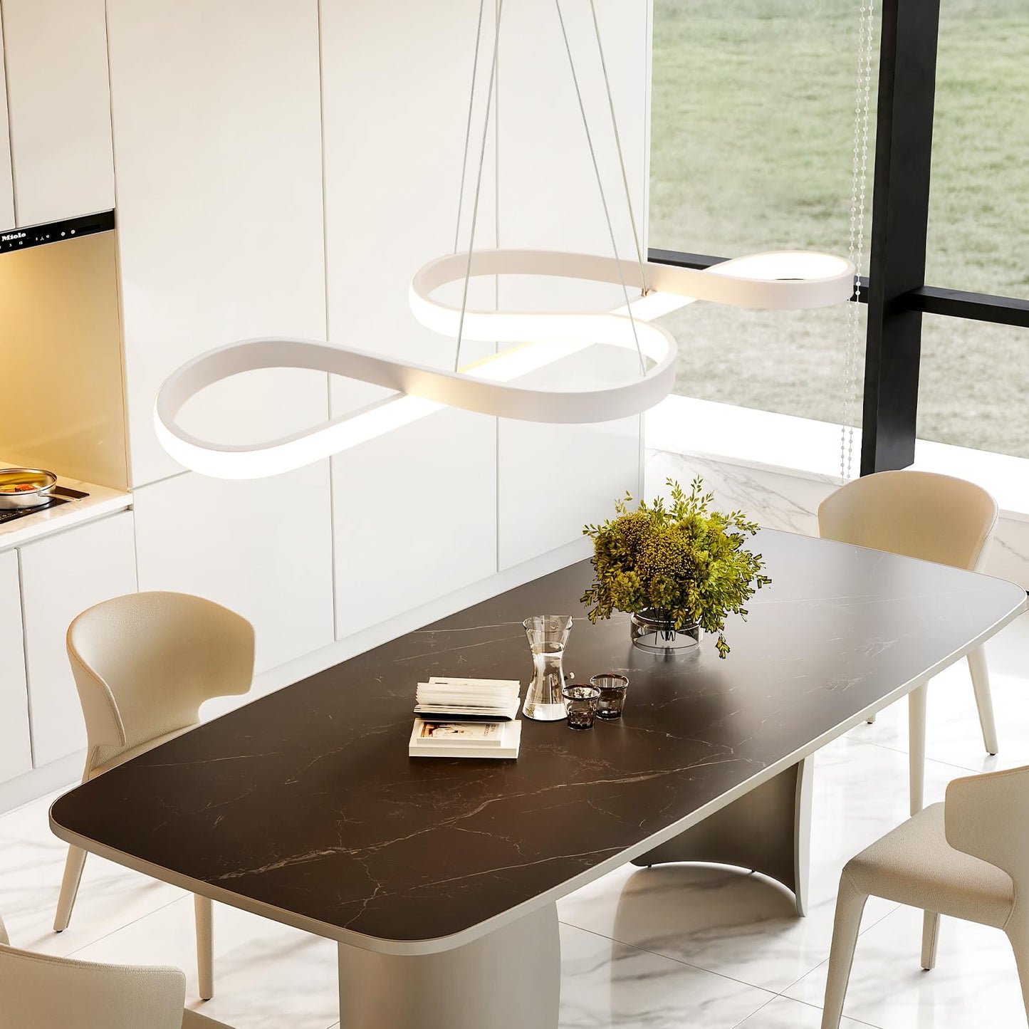 ZMH Pendelleuchte Esstisch LED H?ngeleuchte - K¨¹chenlampe H?ngend Dimmbar H?ngelampe Wohnzimmer 47W Esstischlampe Wei? Schlafzimmer Esszimmerlampe Modern Pendellampe H?henverstellbar f¨¹r K¨¹che