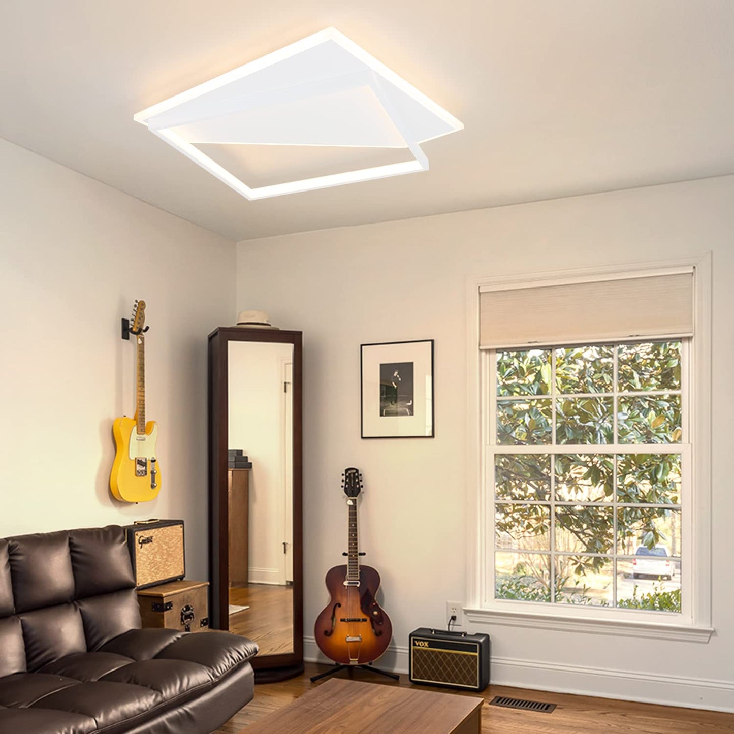 ZMH Deckenlampe LED Deckenleuchte Wohnzimmer - Dimmbar 53W Wohnzimmerlampe Modern Design mit Fernbedienung Deckenbeleuchtung f¨¹r Schlafzimmer K¨¹che Esszimmer Flur Treppenhaus Jugendzimmer