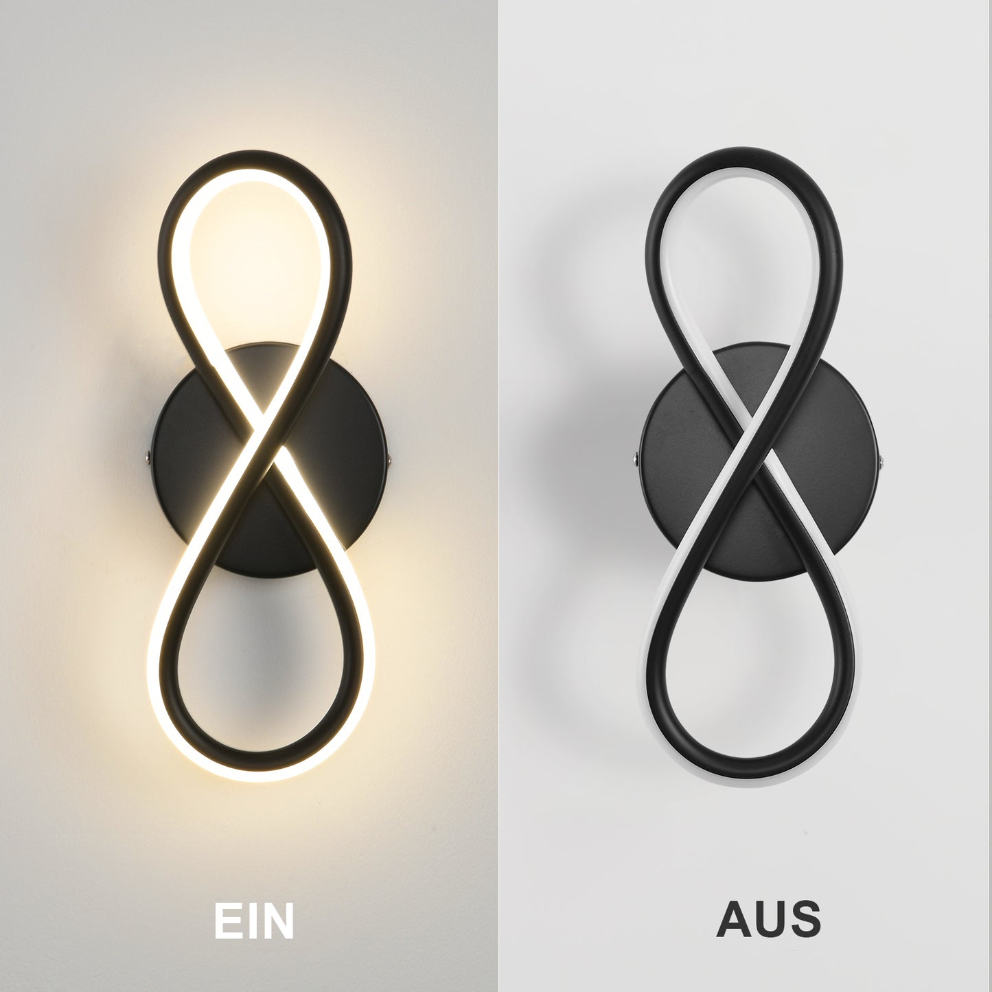 ZMH Wandleuchte Innen LED Wandlampe Schwarz: Wand Lampe f¨¹r Treppenhaus Schlafzimmer Wohnzimmer Korridor K¨¹hles Modern Design 7W Kurvendesign Dekorativ Wandleuchten Warmwei? 3000K