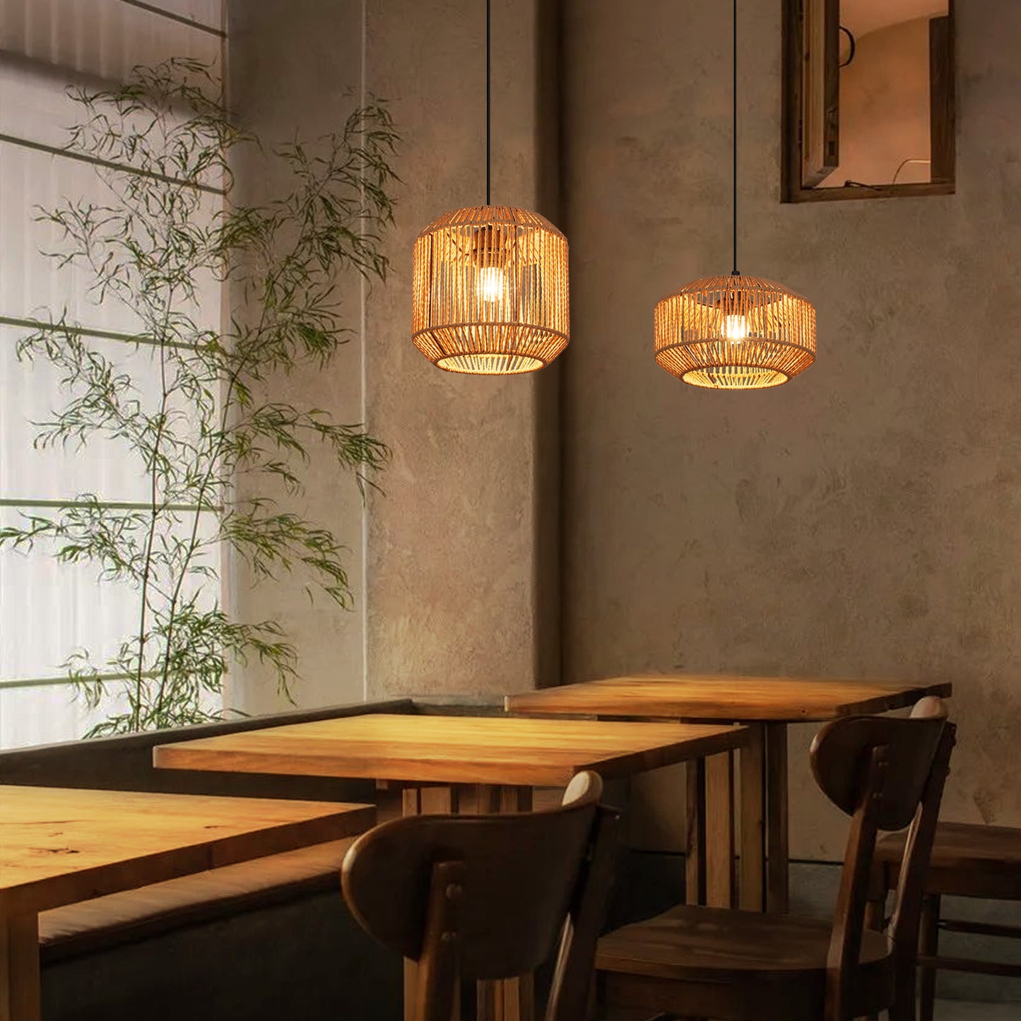 Pendelleuchte Esstisch H?ngelampe Vintage - Pendellampe Esszimmer 1 Flammig Esstischlampe Hanfseil Laterne Design E27 H?ngeleuchte f¨¹r Schlafzimmer Wohnzimmer Flur(Ohne Leuchtmittel)