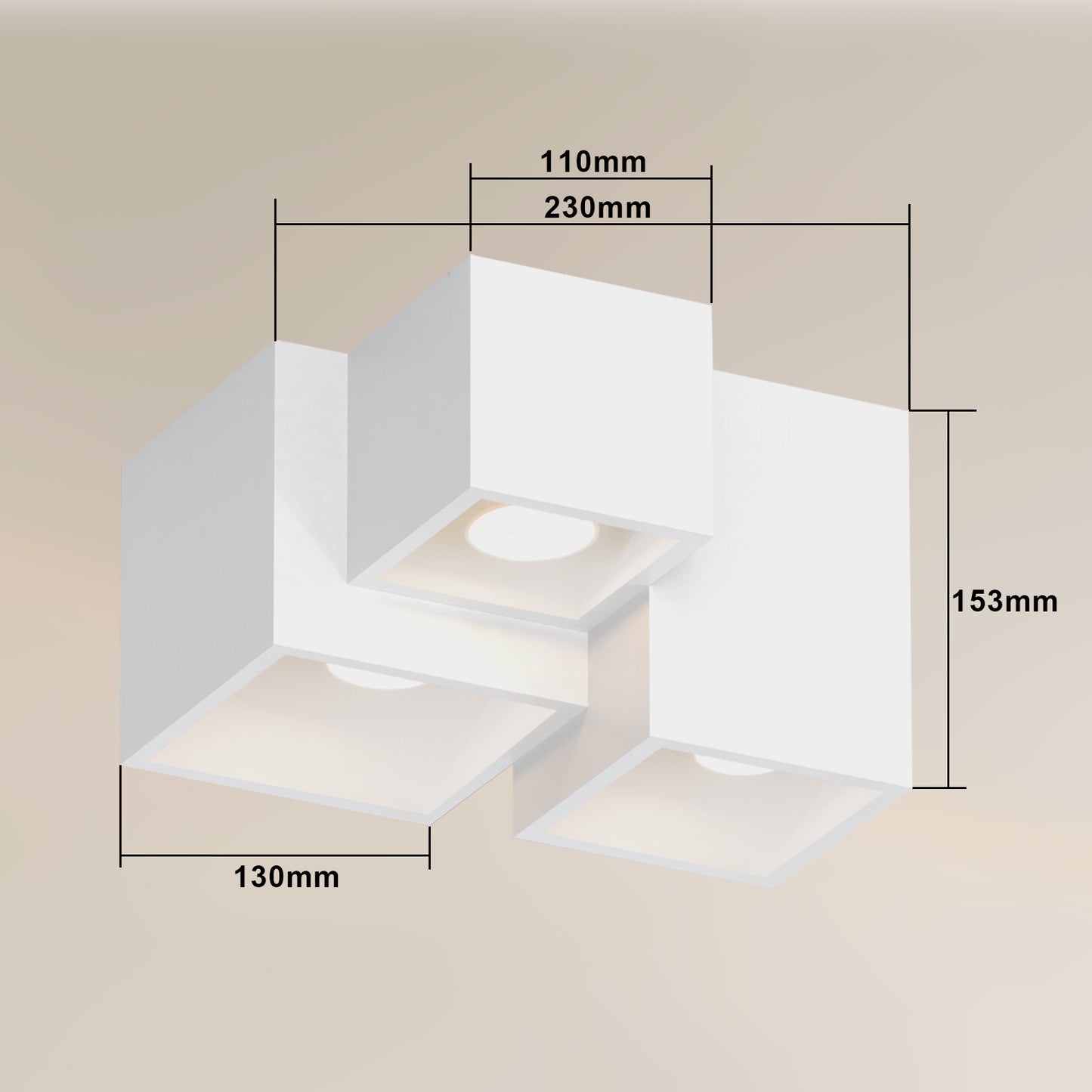 ZMH Aufbauspot Wei? Aufbaustrahler GU10: Deckenleuchte Aufputz 23cm Aufbauleuchte eckig Deckenspots 3 flammig Modern Strahler Deckenlampe K¨¹che Deckenstrahler f¨¹r Wohnzimmer - Ohne Leuchtmittel