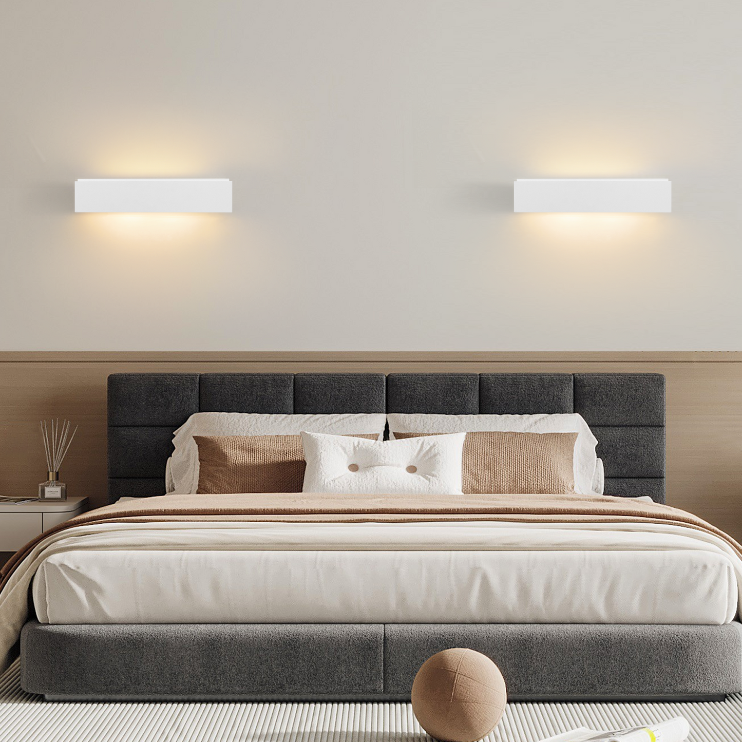 ZMH Wandleuchte Innen Wandlampe Flur - Up and Down Wandleuchten Modern Design G9 Flurlampe Wei? Gipsleuchte Wand Treppenhaus Lampe f¨¹r Wohnzimmer K¨¹che 35.5CM - Ohne Leuchtmittel