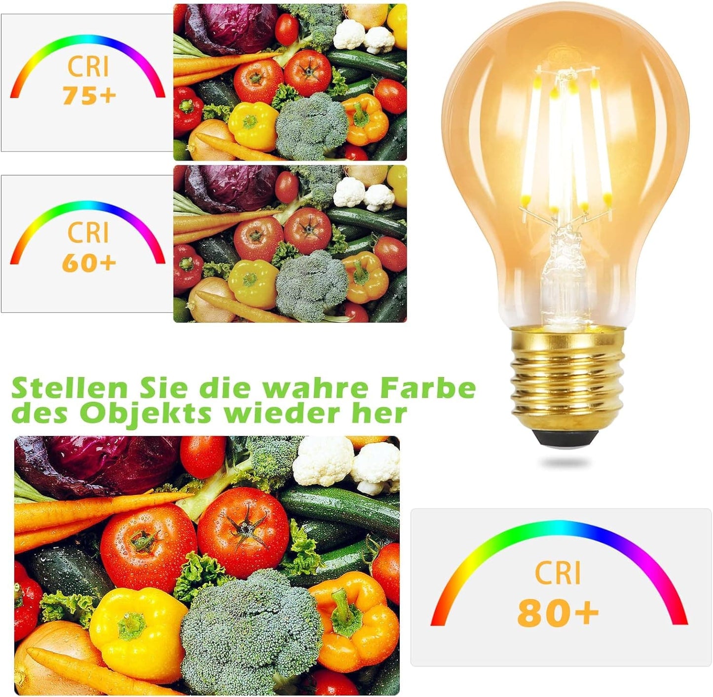 ZMH LED Gl¨¹hbirne E27 Vintage Lampe - Warmwei? Filament Leuchtmittel Retro Edison Gl¨¹hlampe Birne Energiesparlampe Glas 4W f¨¹r Haus Esszimmer Industrial K¨¹che Flur Bar ZMH-Lichtstein