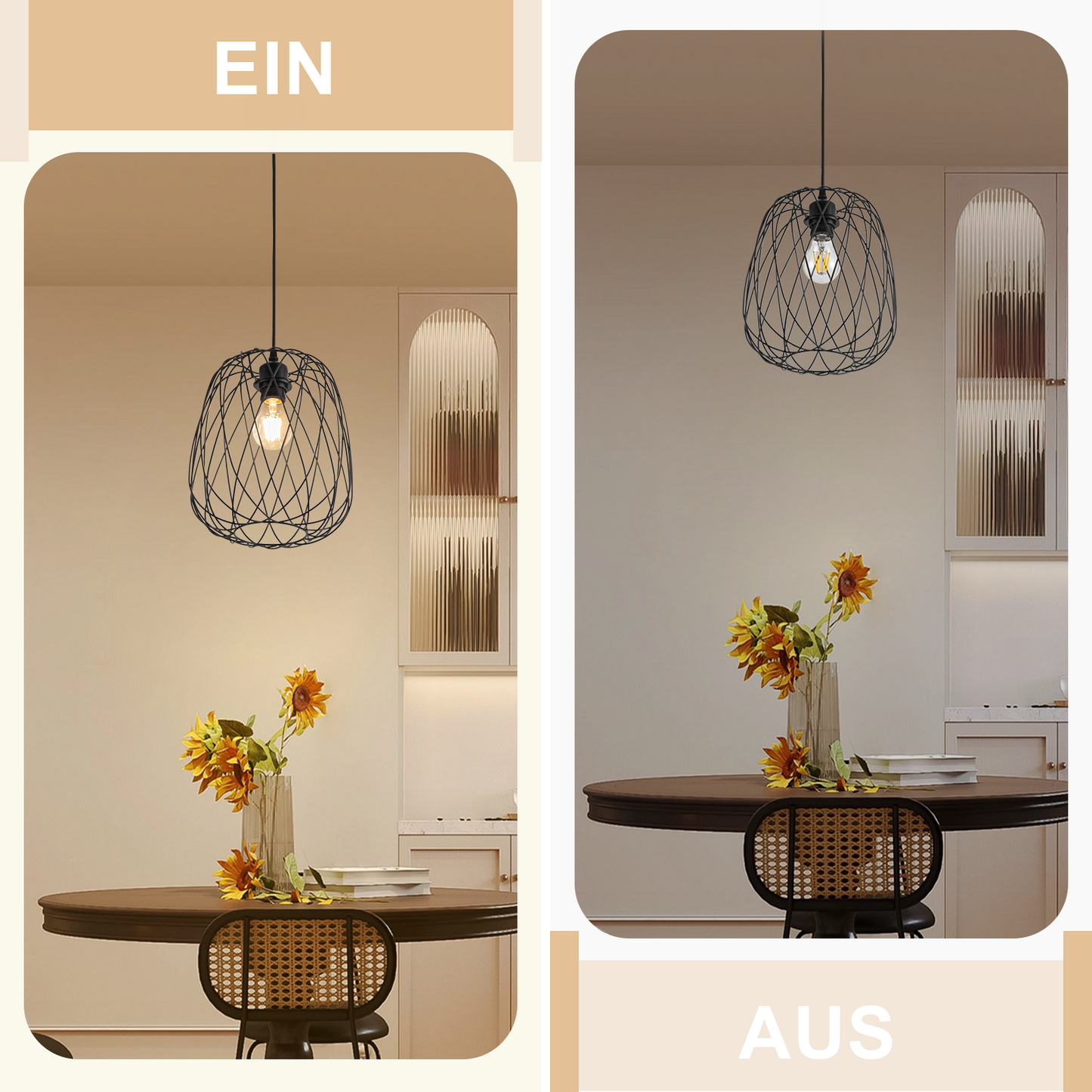 Pendelleuchte Esstisch H?ngeleuchte Vintage - Pendellampe E27 Decken H?ngelampe Schwarz Metall Rund H?ngend wohnzimmerlampe K¨¹che Schlafzimmer Ohne Leuchtmittel