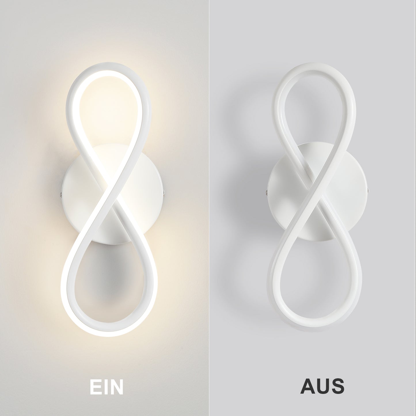 ZMH Wandleuchte Innen LED Wandlampe Modern: Wand Lampe f¨¹r Treppenhaus Schlafzimmer Wohnzimmer Korridor K¨¹hles Design 7W Kurvendesign Dekorativ Wei? Wandleuchten Warmwei? 3000K