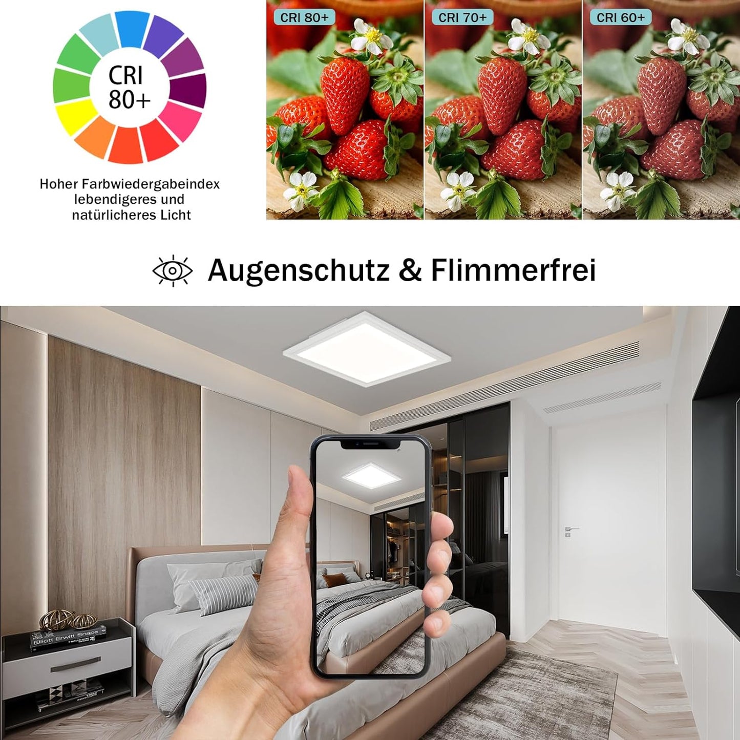 ZMH LED Deckenleuchte RGB Farbwechsel - Deckenlmape Dimmbar 24W Wei? mit Fernbedienung Eckig Deckenbeleuchtung Hintergrundbeleuchtung ?45CM f¨¹r Wohnzimmer Schlafzimmer K¨¹che Kinderzimmer