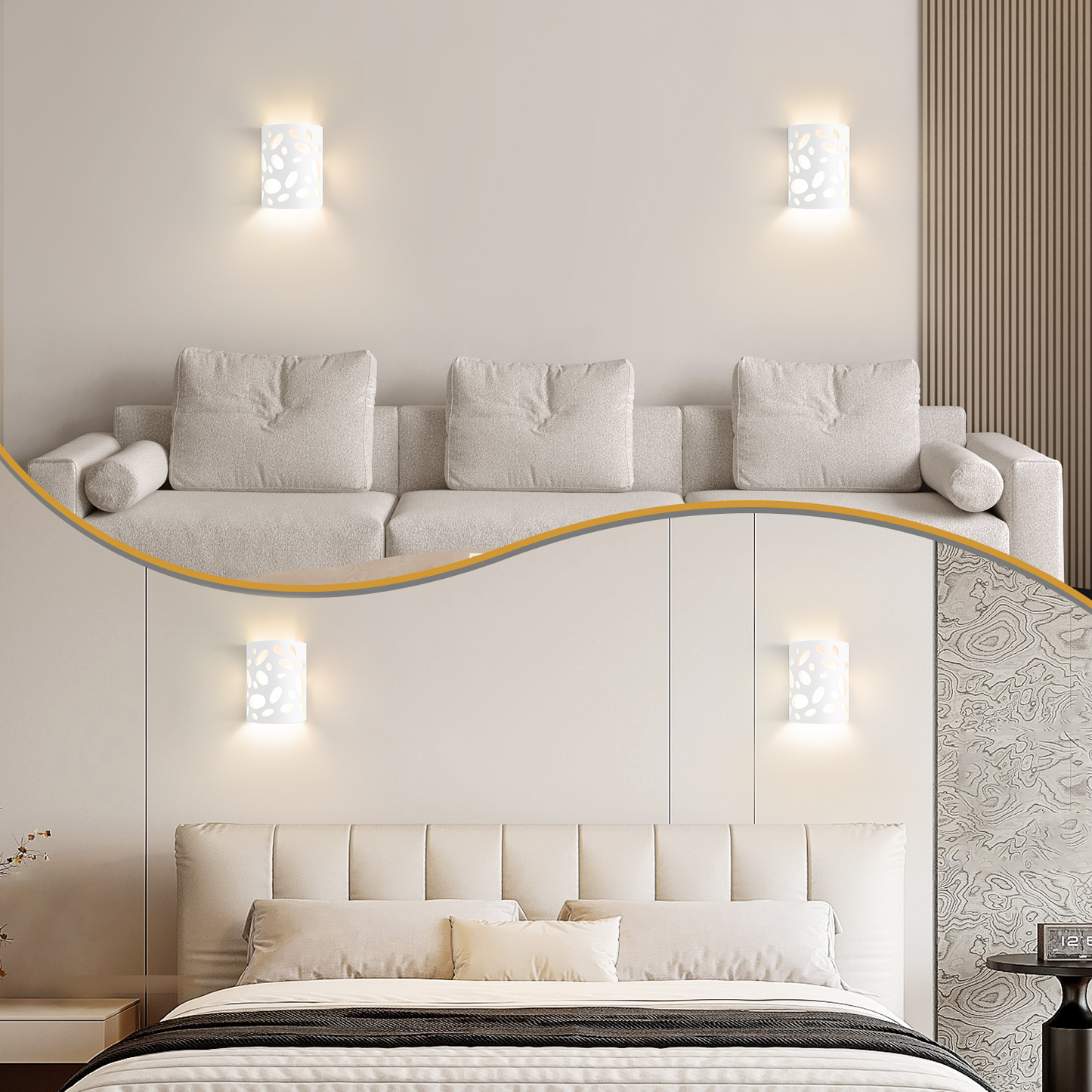 ZMH Wandleuchte Innen Wandlampe Flur - Up and Down Leuchten Modern Design Wandleuchten E14 Flurlampe Wei? Gipsleuchte Treppenhaus Wandlicht f¨¹r Wohnzimmer K¨¹che - Ohne Leuchtmittel