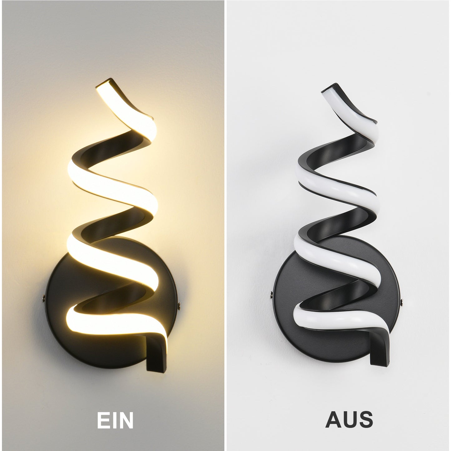 ZMH Wandleuchte Innen LED Schwarz Wandlampe: Treppenhaus Flur Wohnzimmer Schlafzimmer Badezimmer Modern Design Wand Lampe 7W Wandleuchten Warmwei? 3000K