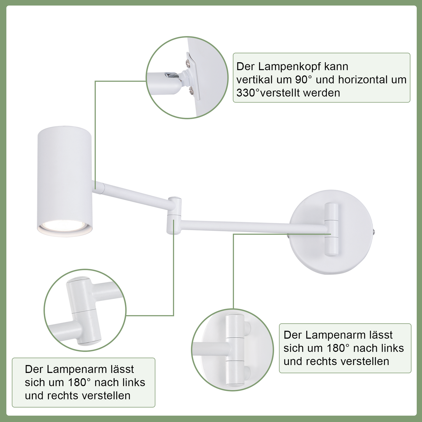 ZMH Wandleuchte Innen Wandlampe GU10 - Schlafzimmerlampe Wandstrahler Wandleuchten Modern Wei? Langer Arm Schwenkbar Metall Wandbeleuchtung f¨¹r Wohnzimmer Flur - Ohne Leuchtmittel