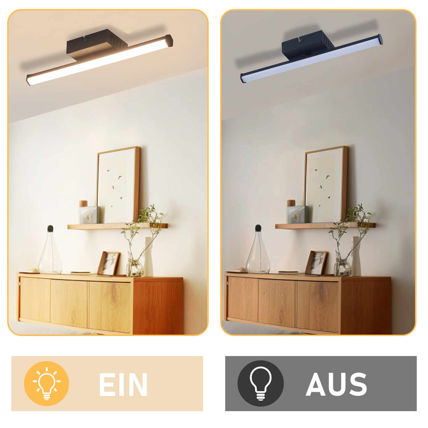 ZMH LED Deckenlampe Flur Deckenleuchte - Schwarz 6W Flurlampe 3000K Warmwei? K¨¹chenlampe Modern Schlafzimmerlampe Linien-Design Deckenbeleuchtung f¨¹r K¨¹che Schlafzimmer Treppenhaus Wohnzimmer