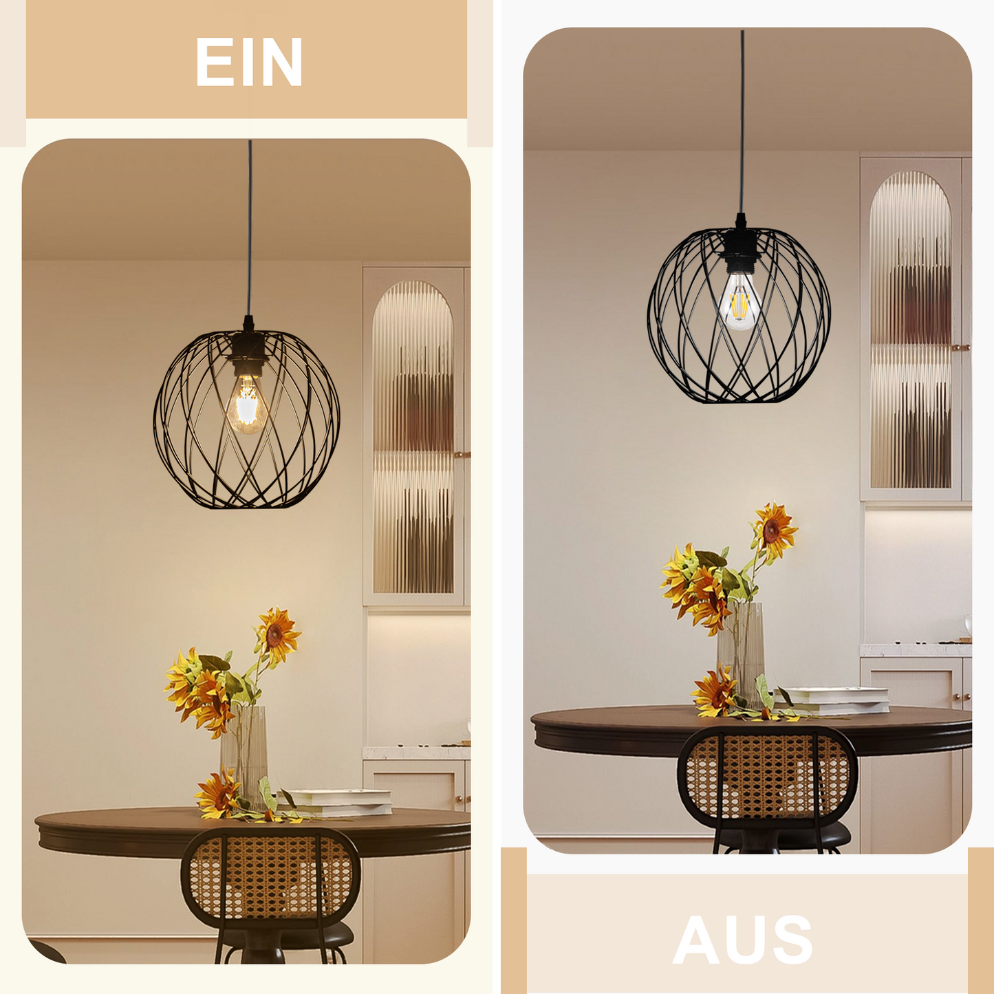 Pendellampe Schwarz H?ngelampe Rund - Pendelleuchte Vintage E27 H?ngeleuchte Retro Industrie Esstischlampe K¨¹chenlampe Wohnzimmer Treppenhaus Flur Ohne Leuchtmittel