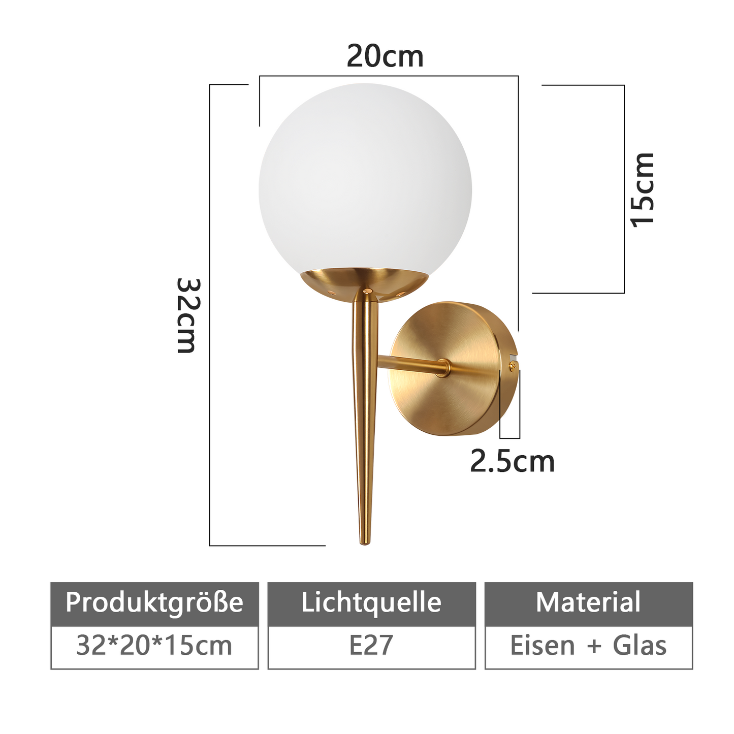 Wandleuchte Innen Wandlampe Schlafzimmer - Wandbeleuchtung Glaskugel Treppenhaus Gold Vintage Flurlampe Badezimmer Glas Lampenschirm Modern Design E27 Beleuchtung f¨¹r Flur Bad - Ohne Leuchtmittel