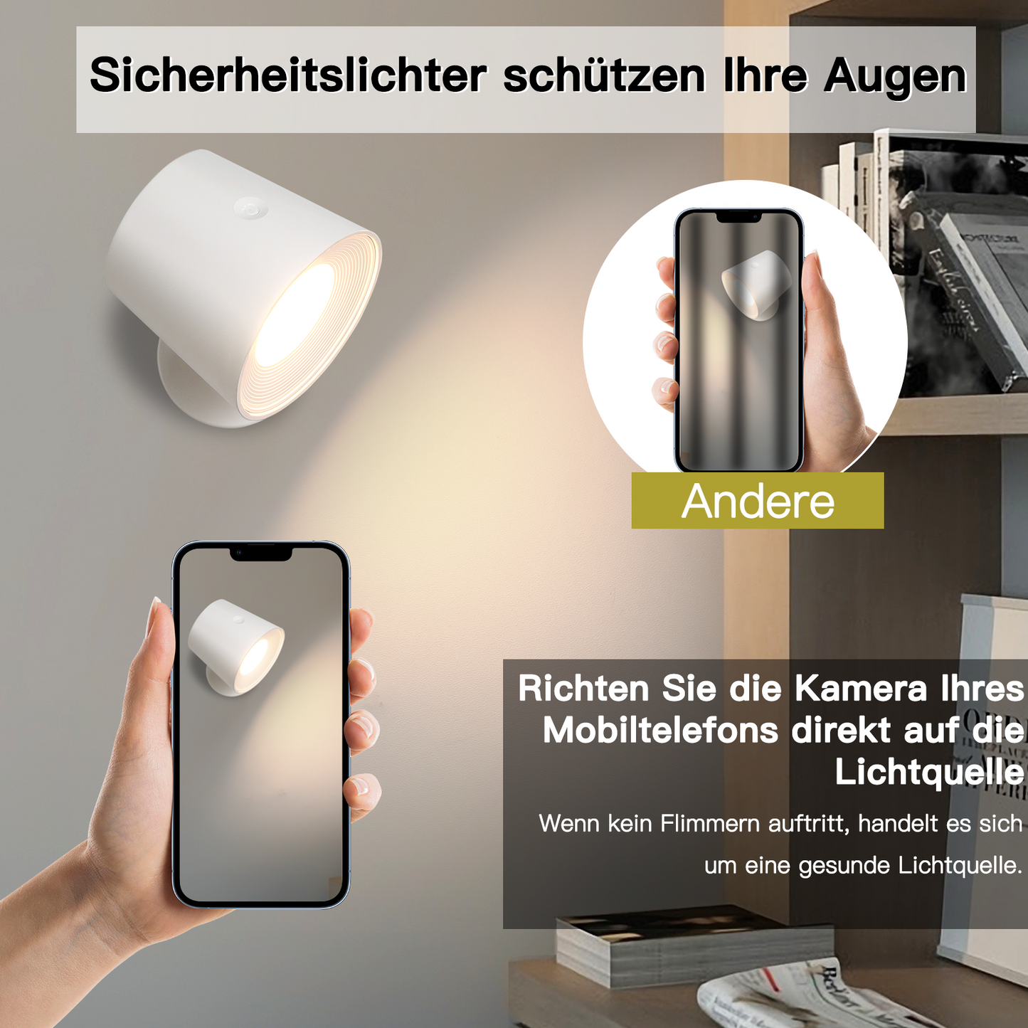 ZMH Wandleuchte Innen Ohne Stromanschluss: LED Wandlampe mit Schalter Akku Leselampe Wei? Kabellos Wandbeleuchtung Touch Dimmbar Wandlicht Batteriebetrieben Wandstrahler f¨¹r Schlafzimmer Flur