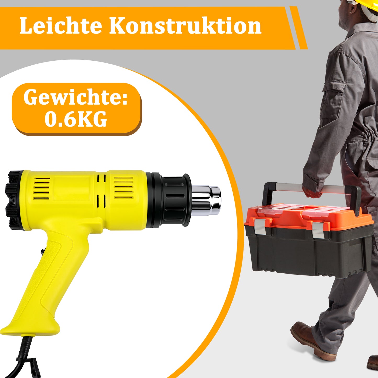 ZMH Hei?luftf?n 2000W Hei?luftpistole Regelbar - Heissluftf?hn Kit 60¡æ- 600¡æ Heissluftpistole Stufenlos Temperaturregler Hei?luftgebl?se heat gun zum L?ten,Kerzen,Basteln,Schrumpfschlauch