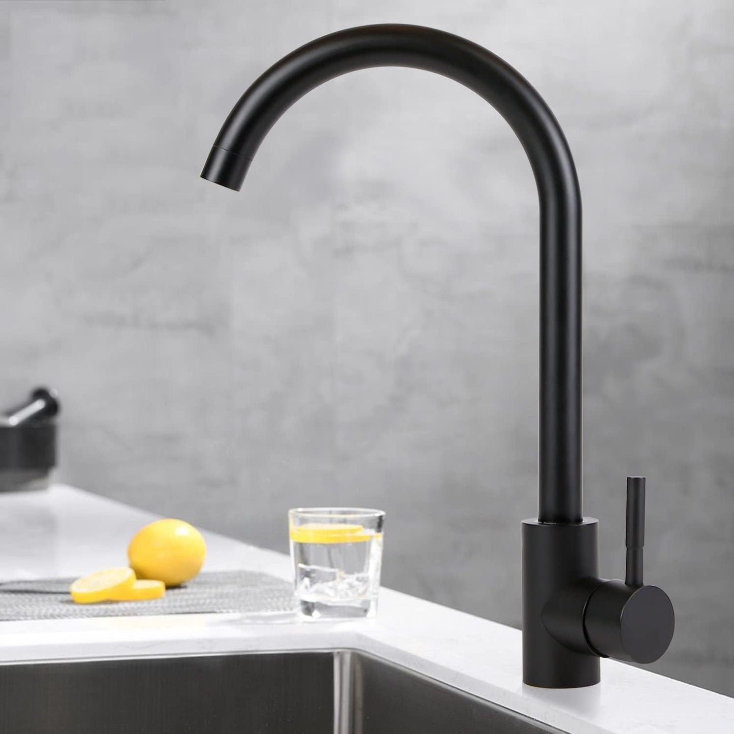 ZMH Wasserhahn K¨¹che K¨¹chenarmatur Hochdruck - Armatur Edelstahl 360¡ã Schwenkbar Mischbatterie Sp¨¹ltischarmatur K¨¹chenwasserhahn Sp¨¹larmaturen Einhebelmischer - Schwarz