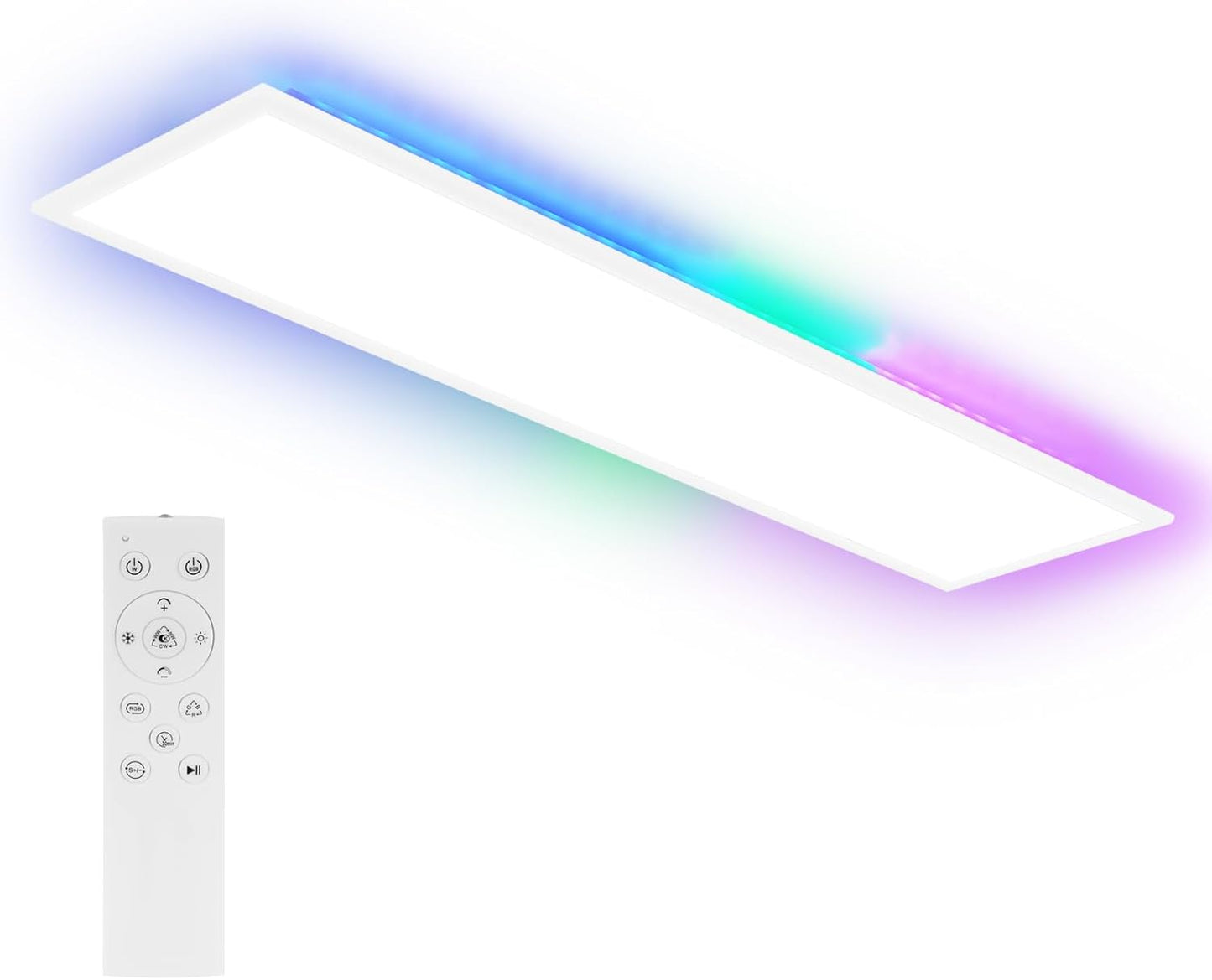 LED Panel 100x25 Deckenleuchte - Deckenpanel Dimmbar Lang Tageslichtlampe GRB Backlight Farbwechsel Bürolampe Flach Büro 24W Deckenlampe Küchenlampe für Werkstatt Flur Küche Wohnzimmer
