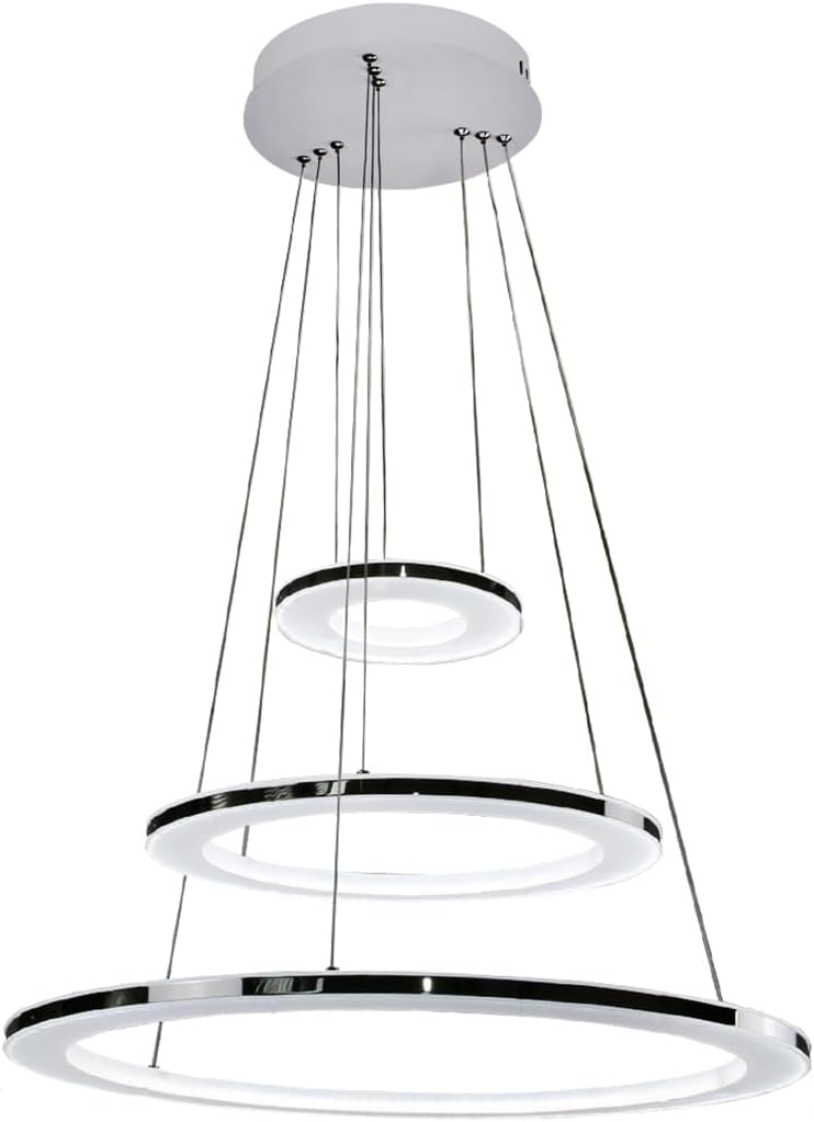 ZMH Moderne LED Pendelleuchte esstisch 60 W Led 3-Ring led dimmbar Fernbedienung H?ngeleuchte Wohnzimmer Deckenleuchte Schlafzimmer H?henverstehbar H?ngelampe Kronleuchte