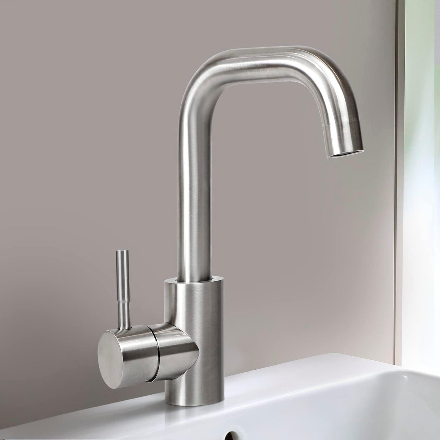 ZMH Wasserhahn Bad Waschtischarmatur Waschbecken - Armatur Hochdruck Warm- und Kaltwasserhahn H?he 170mm Edelstahl Mischbatterie F¨¹r Badezimmer WC Sp¨¹l K¨¹che, Geb¨¹rstet Nickel