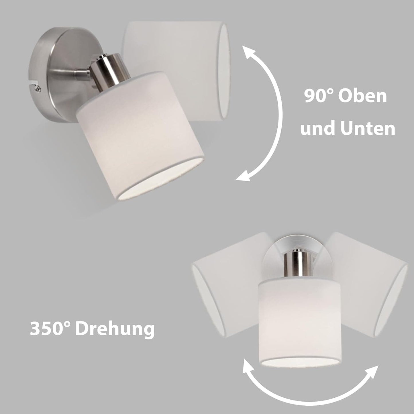 ZMH Deckenleuchte 1 Flammig Deckenlampe Flur - Deckenstrahler Modern Deckenspot Silber Wandstrahler Schwenkbar 350¡ã E14 MAX.40W lampe f¨¹r Wohnzimmer Schlafzimmer K¨¹che