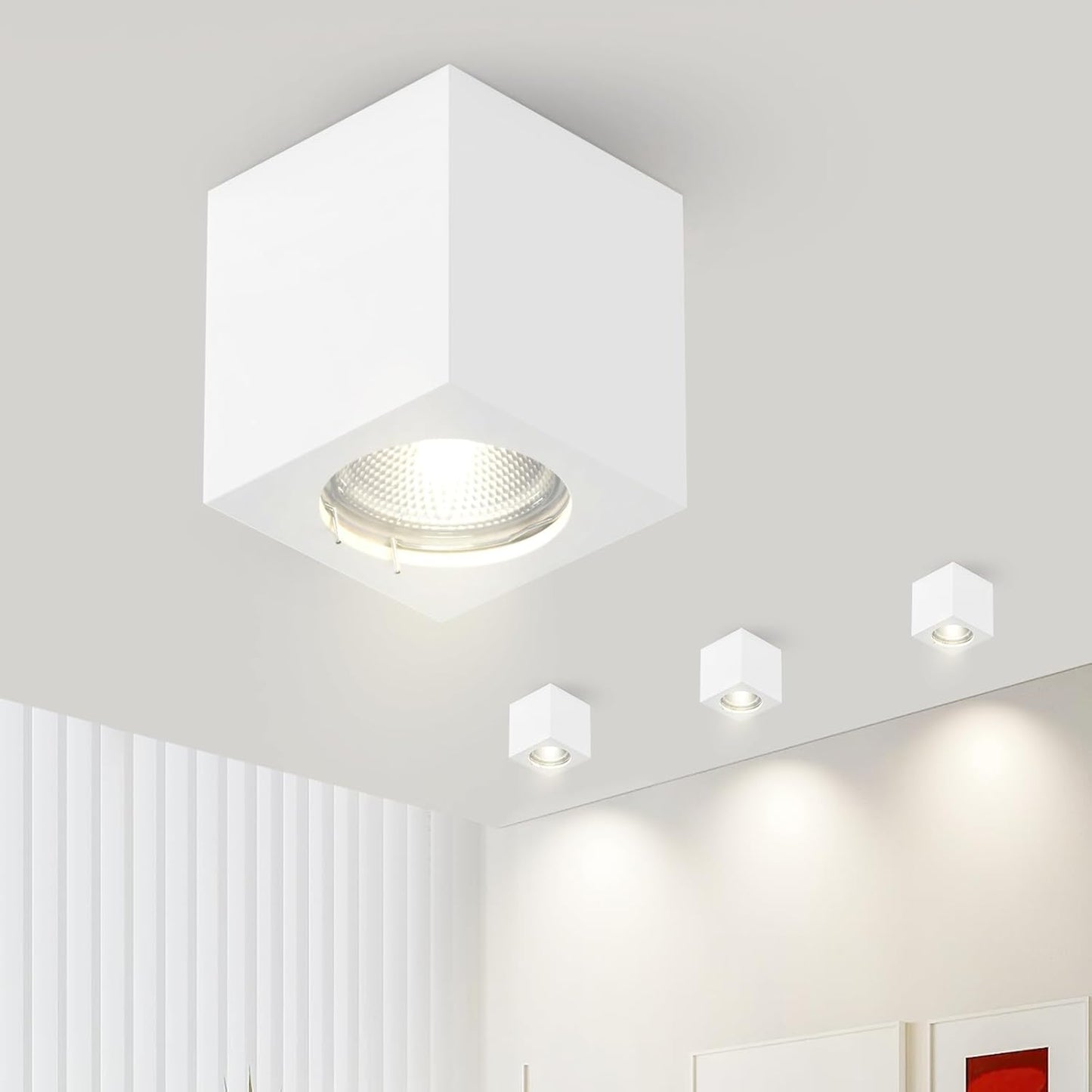 Aufbauspot wei? Aufbaustrahler GU10: Aufbauleuchte eckig Deckenspots Spots Deckenleuchte Aufputz aus Gips Modern klein Deckenlampe Max.40W f¨¹r Wohnzimmer Esszimmer Flur - Ohne Leuchtmittel