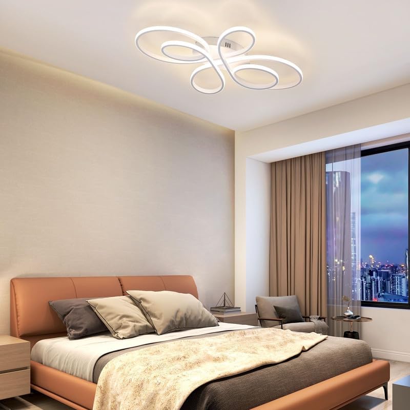 ZMH LED Deckenlampe Deckenleuchte Wohnzimmer - Wohnzimmerlampe Weiß Modern Design 65W Dimmbar mit Fernbedienung in Schmetterlingforming Deckenbeleuchtung für Schlafzimmer Esszimmer Arbeitszimmer
