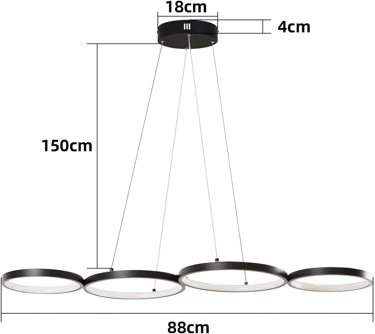 ZMH Pendellampe LED Pendellampe Dimmbar mit Fernbedienung Esstischlampe Esstisch Schwarz H?ngelampe Ring 54W H?henverstellbar Pendelleuchte f¨¹r Wohnzimmer Schlafzimmer Arbeitszimmer B¨¹ro Esszimmer